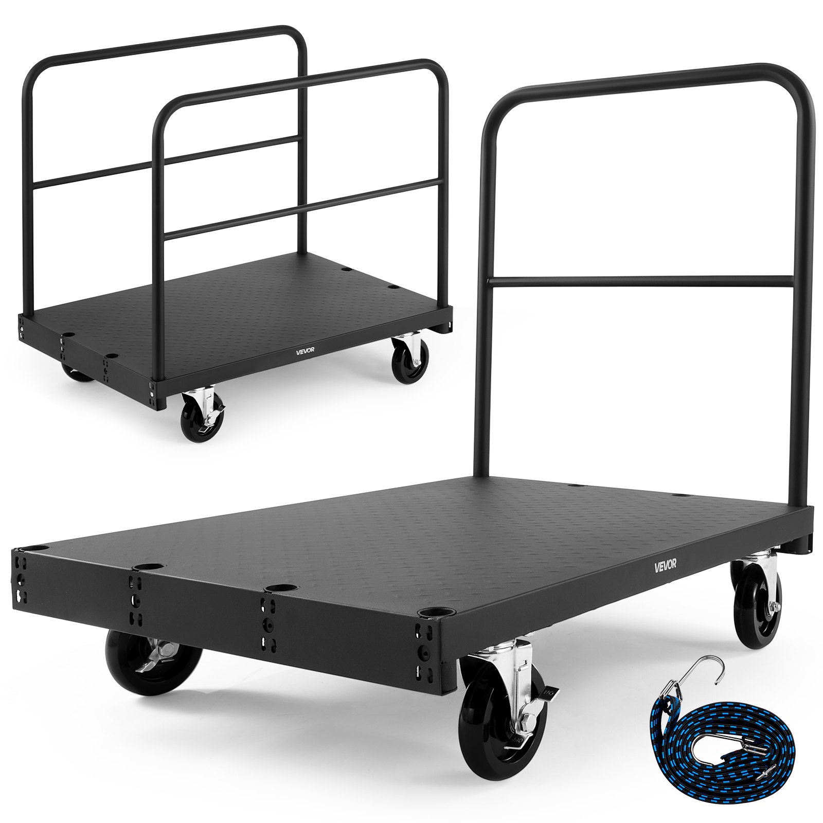 Kipsplaadikäru kandevõime 816 kg 2-ühes teraspaneelidega platvormkäru 12 5 mm pöörlevate ratastega 91 4 x 61 cm