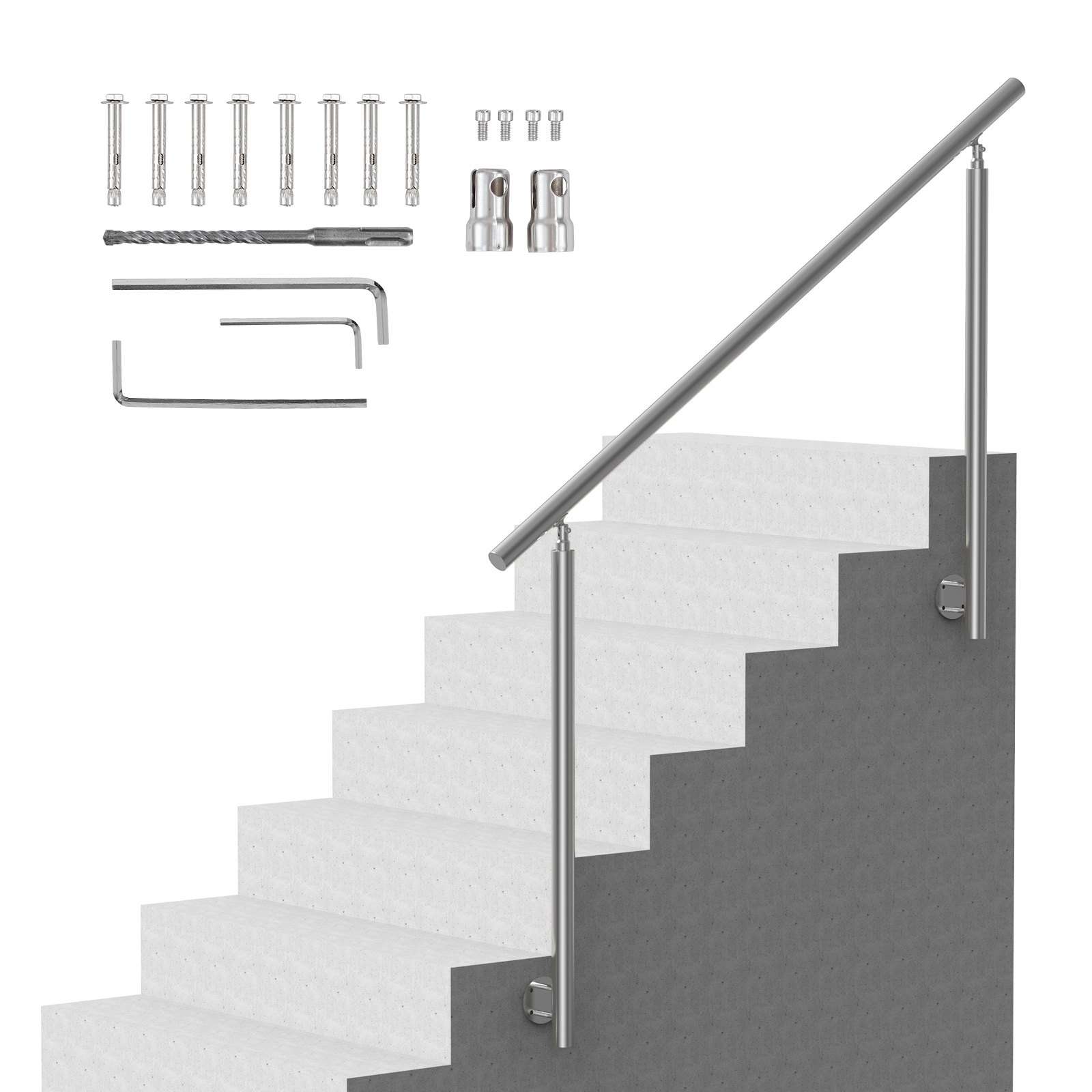 149,9 cm käsipuud välistingimustes kasutatavatele treppidele, verandale mõeldud trepp, küljele kinnitatav