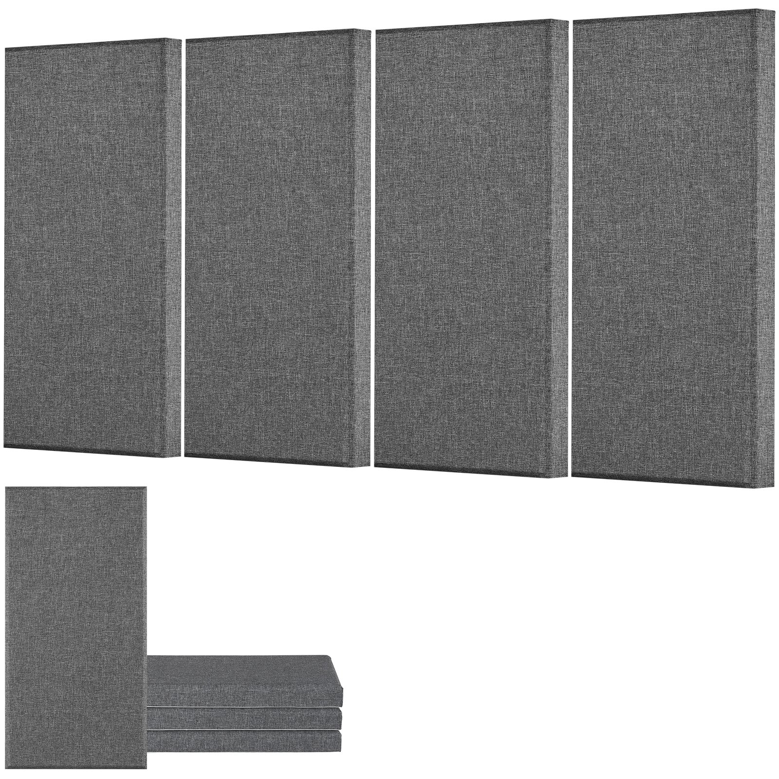 4 tk akustilisi paneele, 5,1 cm paksused 59,9 x 30 cm klaaskiust heli neelavad paneelid, isekleepuvad helikindlad seinaplaadid, stuudiotele, kontoritele, kodukinodele, koosolekuruumidele, hallid