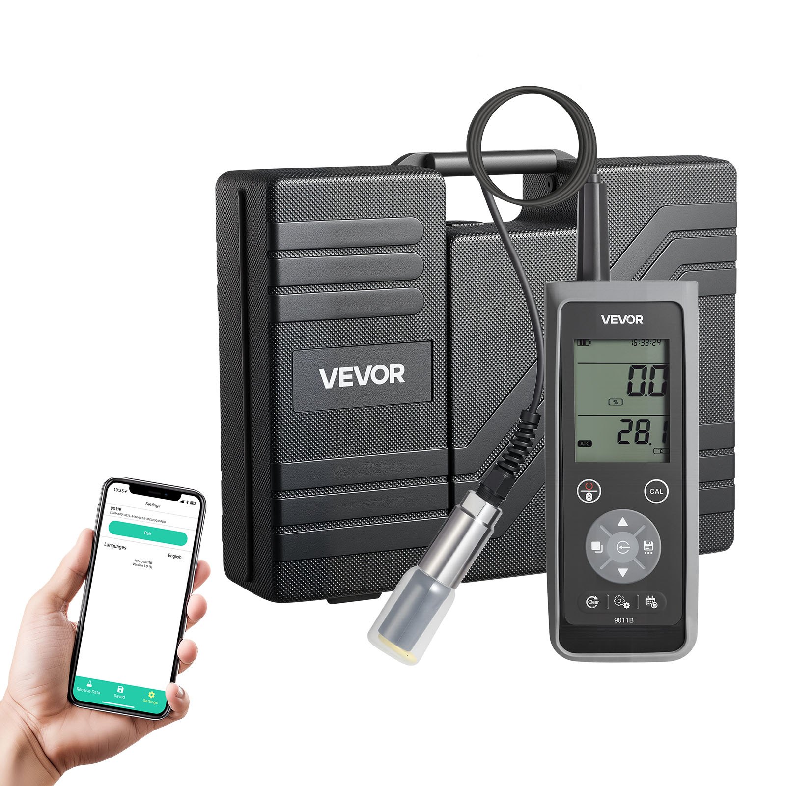 Lahustunud hapniku mõõtur, mõõtepiirkond 0,0–50,0 mg/l, kaasaskantav lahustunud hapniku tester 4 m elektroodikaabliga, Bluetooth/USB andmeedastus, 750 andmekomplekti salvestusruum, DO-mõõtur tiikide jaoks