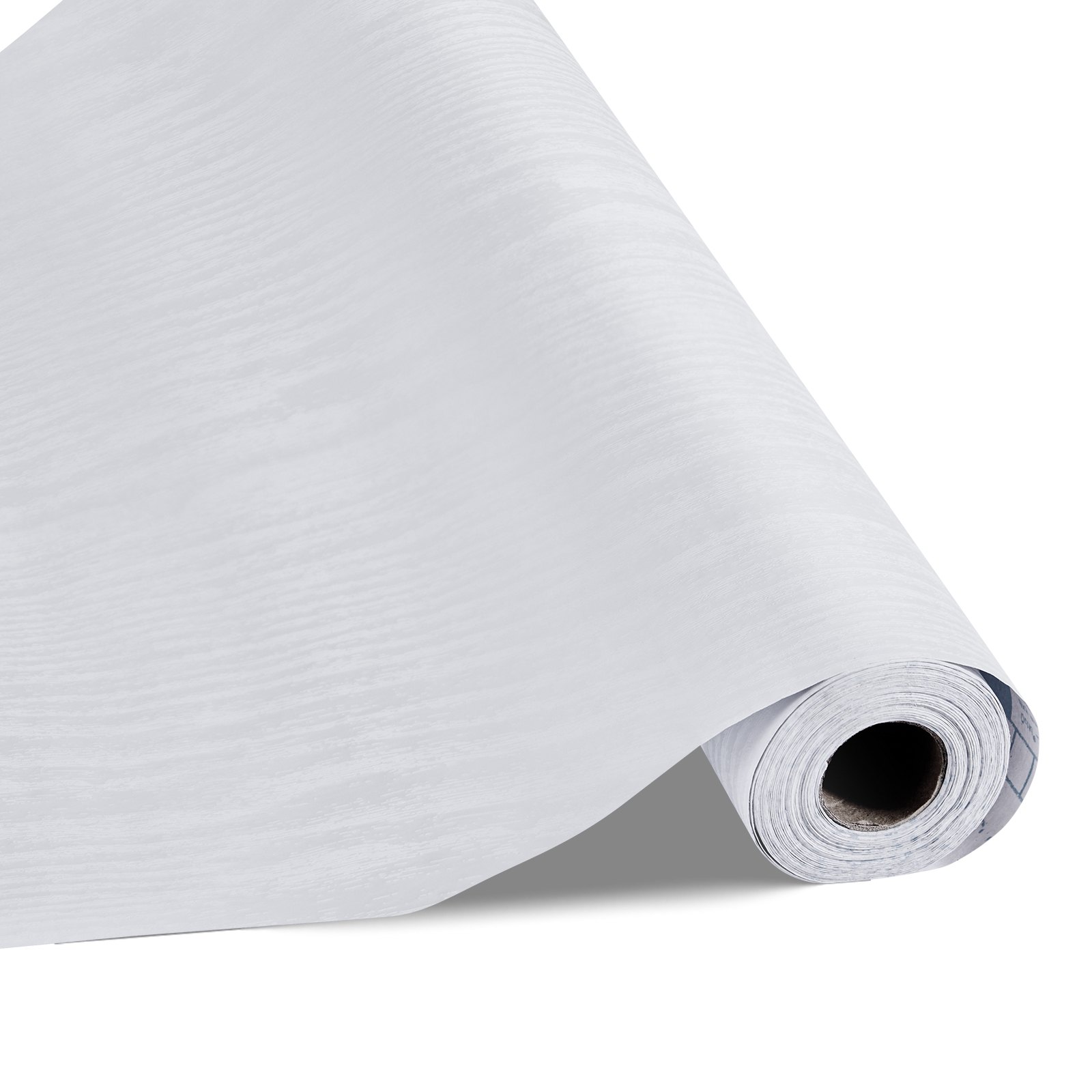 Kooritav ja kleebitav tapeet, 45 cm x 10 m kontaktpaber, valge puiduimitatsioon