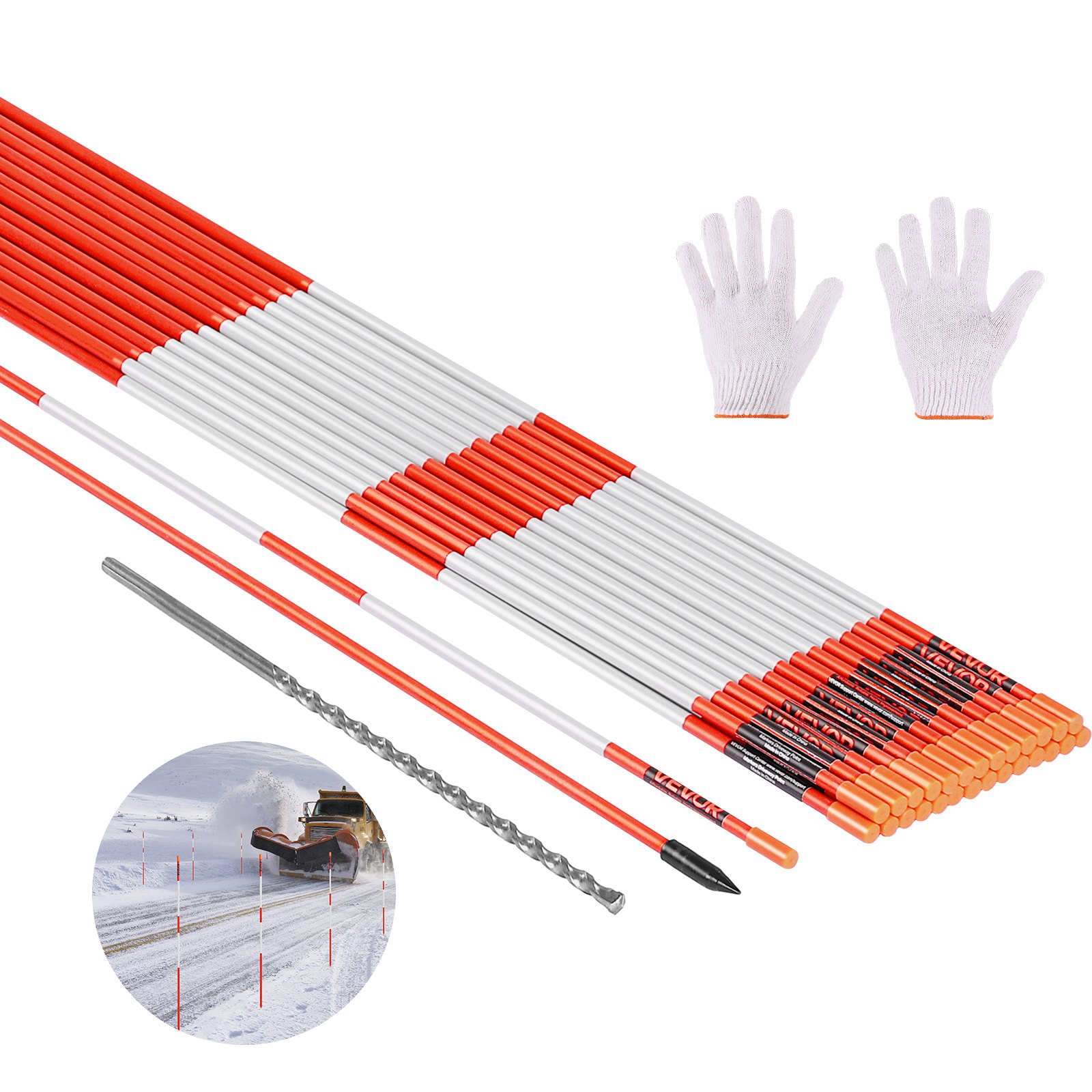 Sõidutee märgised, 200 tk 122 cm pikkused 6,35 mm läbimõõduga