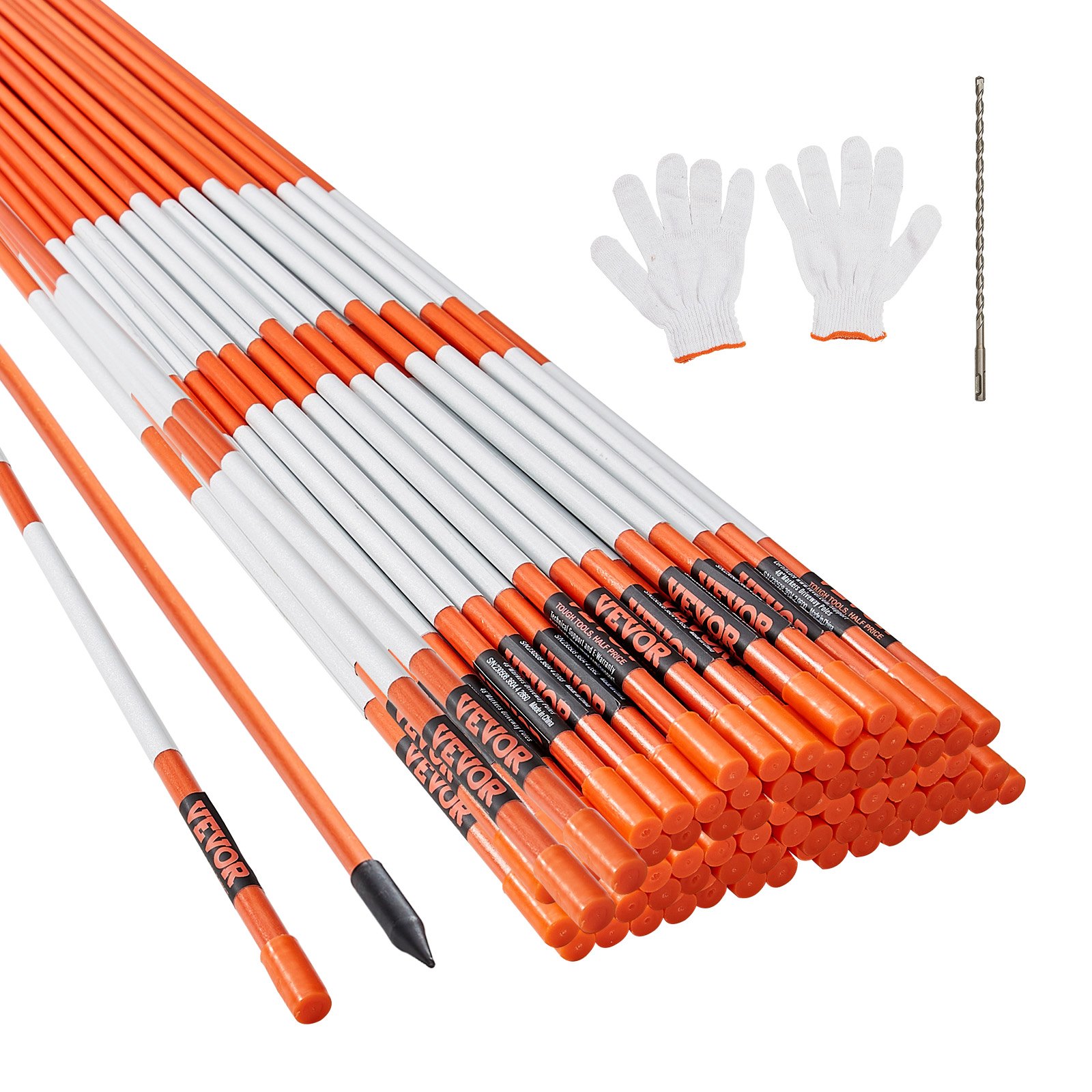 Sõidutee märgised, 100 tk 122 cm, 0,79 cm läbimõõt, oranžid klaaskiust postid