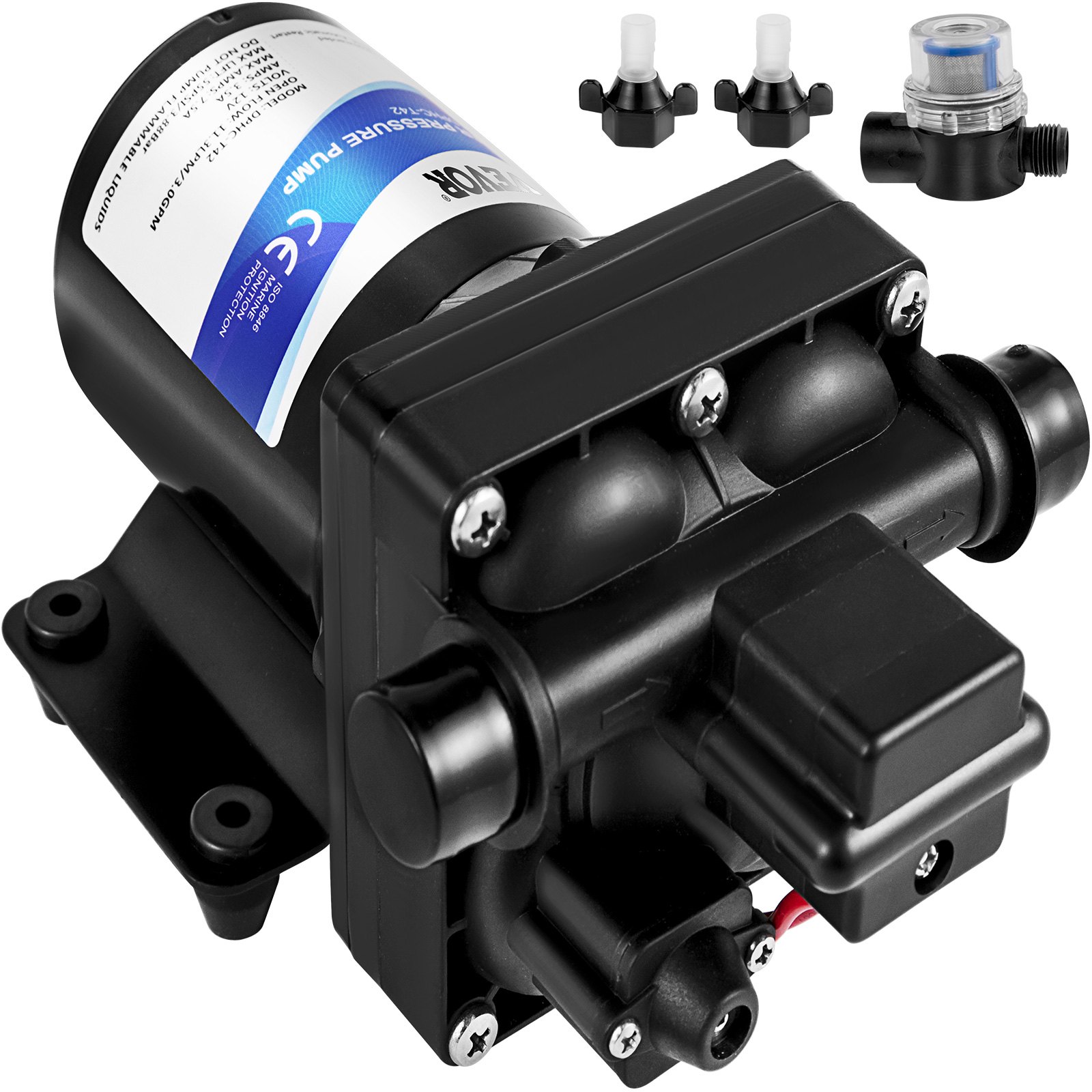 Mageveepump 12 V iseimev pihustipump 11 l/min (11 4 l/min) haagissuvila veepump rõhulülitiga 3 8 bar (3 8 bar) iseimev