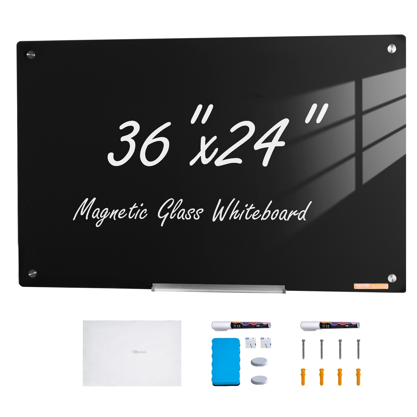 Magnetiline klaastahvel, 91,4 cm x 61 cm, valge, markeririiuliga