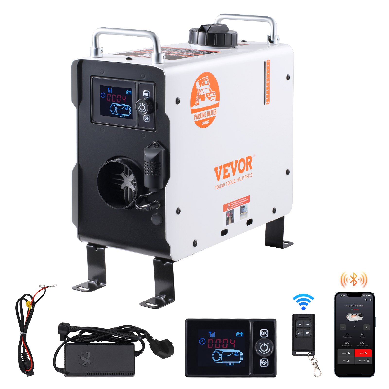 2 kW diiselkütteseade 12 V/24 V universaalne diiselkütteseade Bluetoothi rakenduse juhtimisega kaugjuhtimispuldi ja