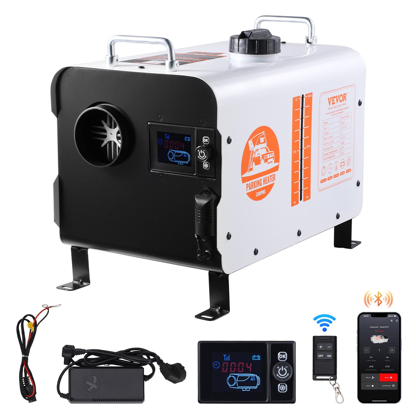 5-8 kW diiselkütteseade, 12 V/24 V universaalne diiselkütteseade
