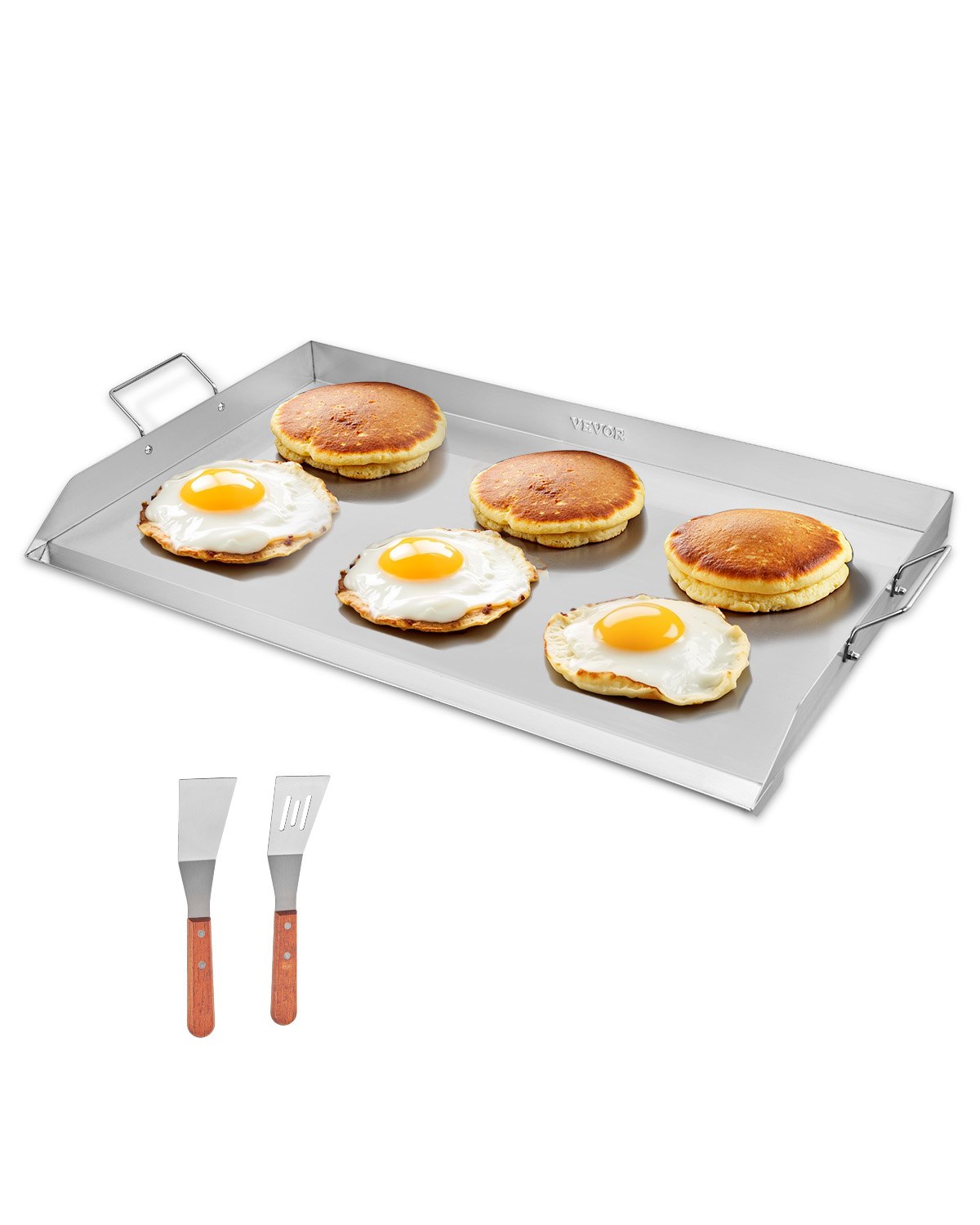 Roostevabast terasest pann, 91,4 x 55,9 cm universaalne lameda ülaosaga ristkülikukujuline plaat, gaasigrilli pann BBQ grillimiseks, Teppanyaki, kaasaskantav pere köögitarbed käepidemega, telkimispeoks