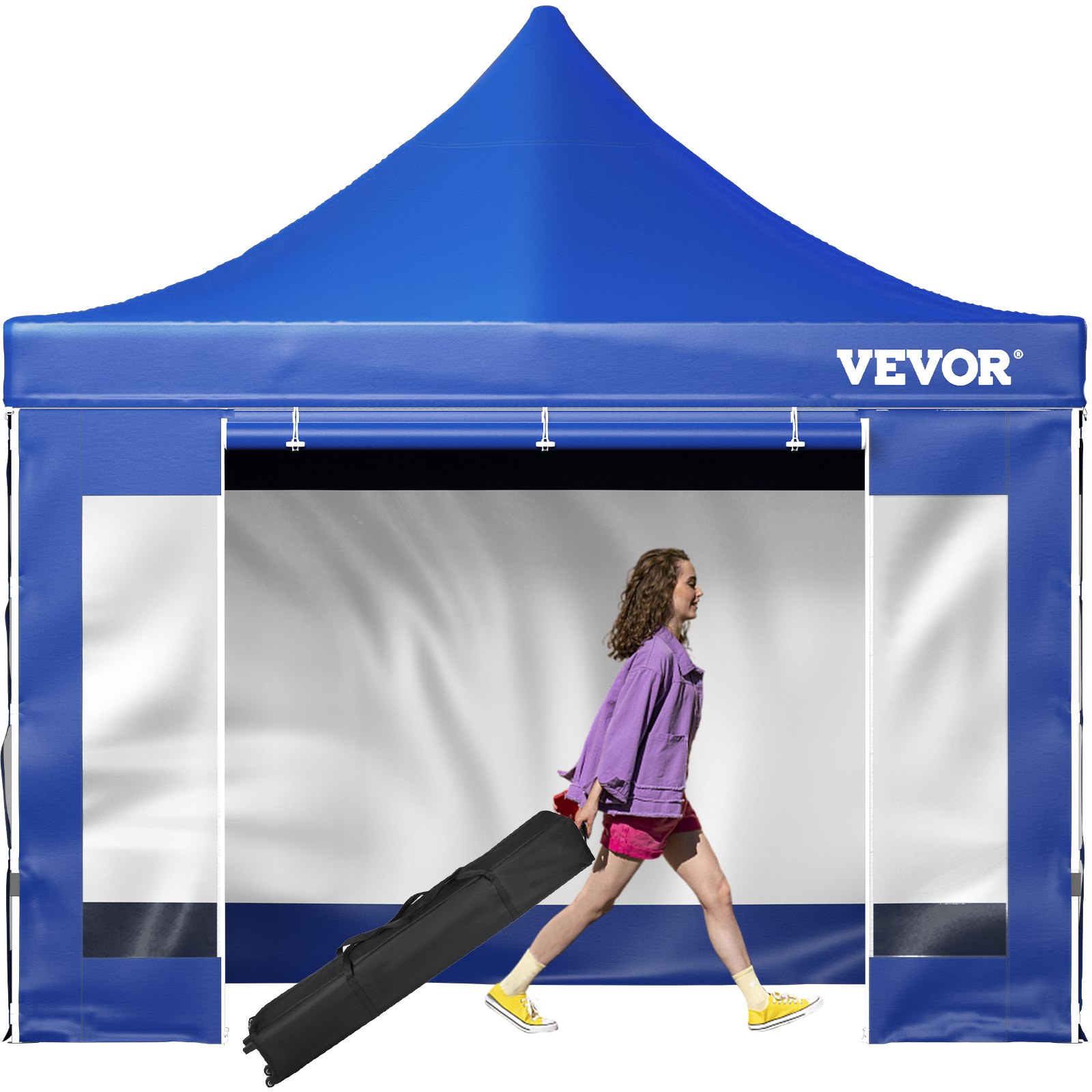Pop-up aiapaviljon (3x3 m), eemaldatavad küljeseinad, veekindel, ratastega kandekott, sinine