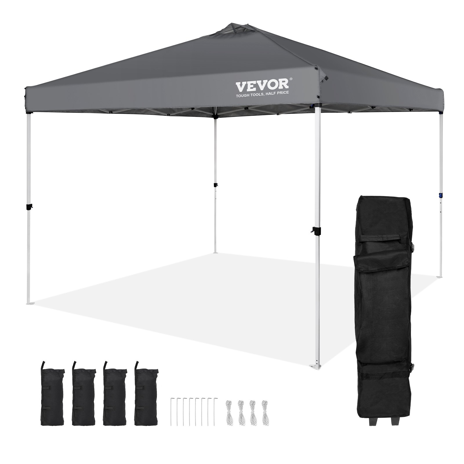 Hüpiktelk, 10 x 3 m, 250 D PU hõbedase kattega tent, kaasaskantava rullkoti ja 4 liivakotiga