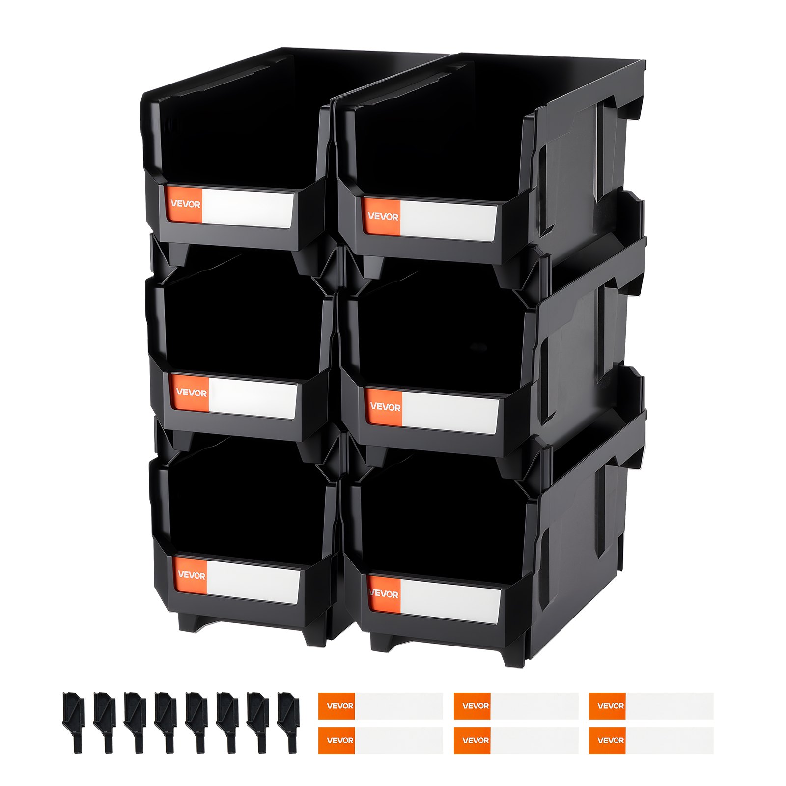 Virnastatavad plastkarbid, 37,7 x 21,5 x 18 cm (6 tk), plastmahutid kapi