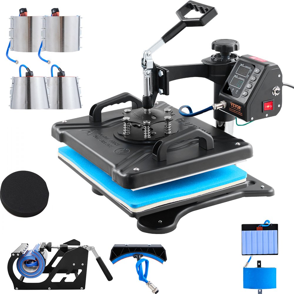 Kuumpress 30 5x38 1 cm 10-ühes kuumpress 1000 W kuumpress 360° pöörlemise ja eemale pööramisega must 10-ühes T-särkide
