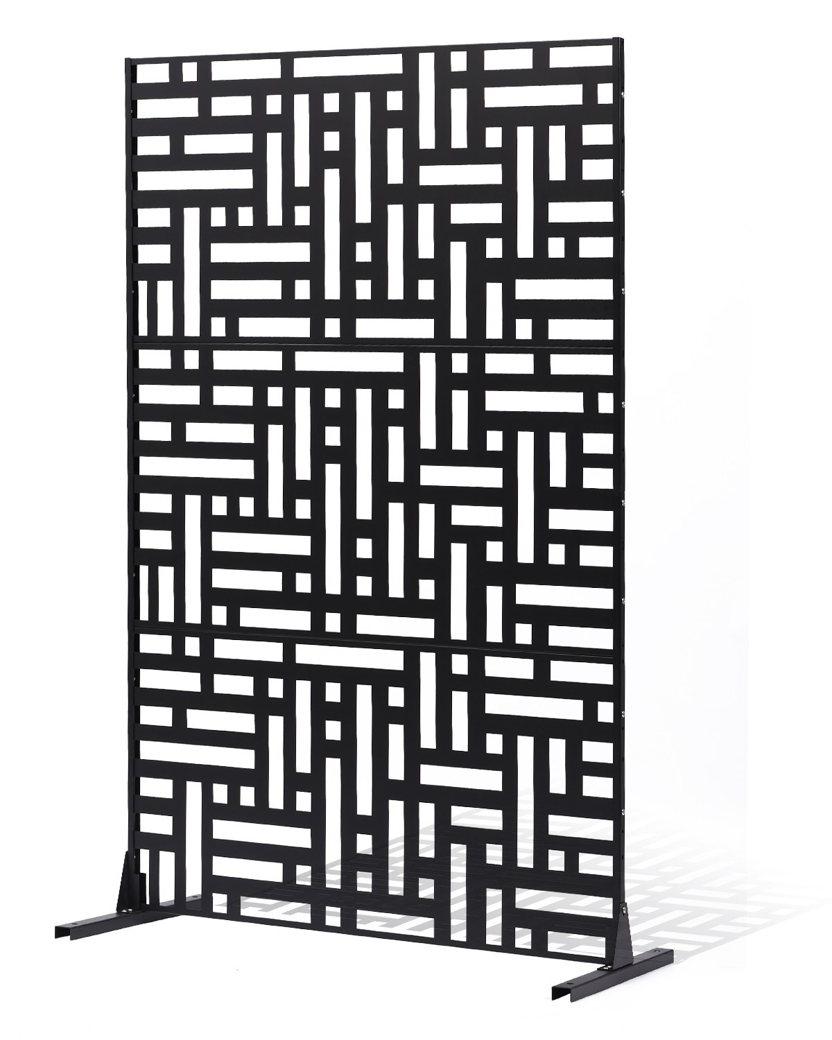 Metallist privaatsuspiire 119 cm L x 193 cm K õue privaatsuspiire 3 paneeliga eraldiseisev õuejagaja alusega