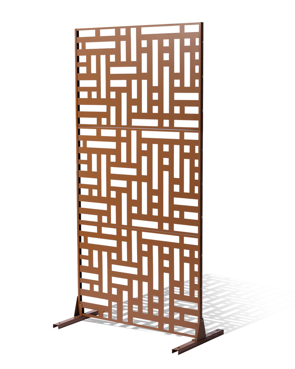 Metallist privaatsuspiire 119 cm L x 193 cm K õue privaatsuspiire 3 paneeliga eraldiseisev õuejagaja alusega