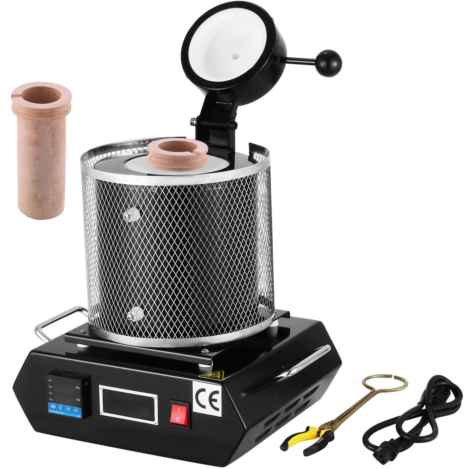 Kulla sulatusahi 1350 W max temperatuur 1150℃ digitaalne elektriline sulatusahi 1 kg keraamilise tiigliga