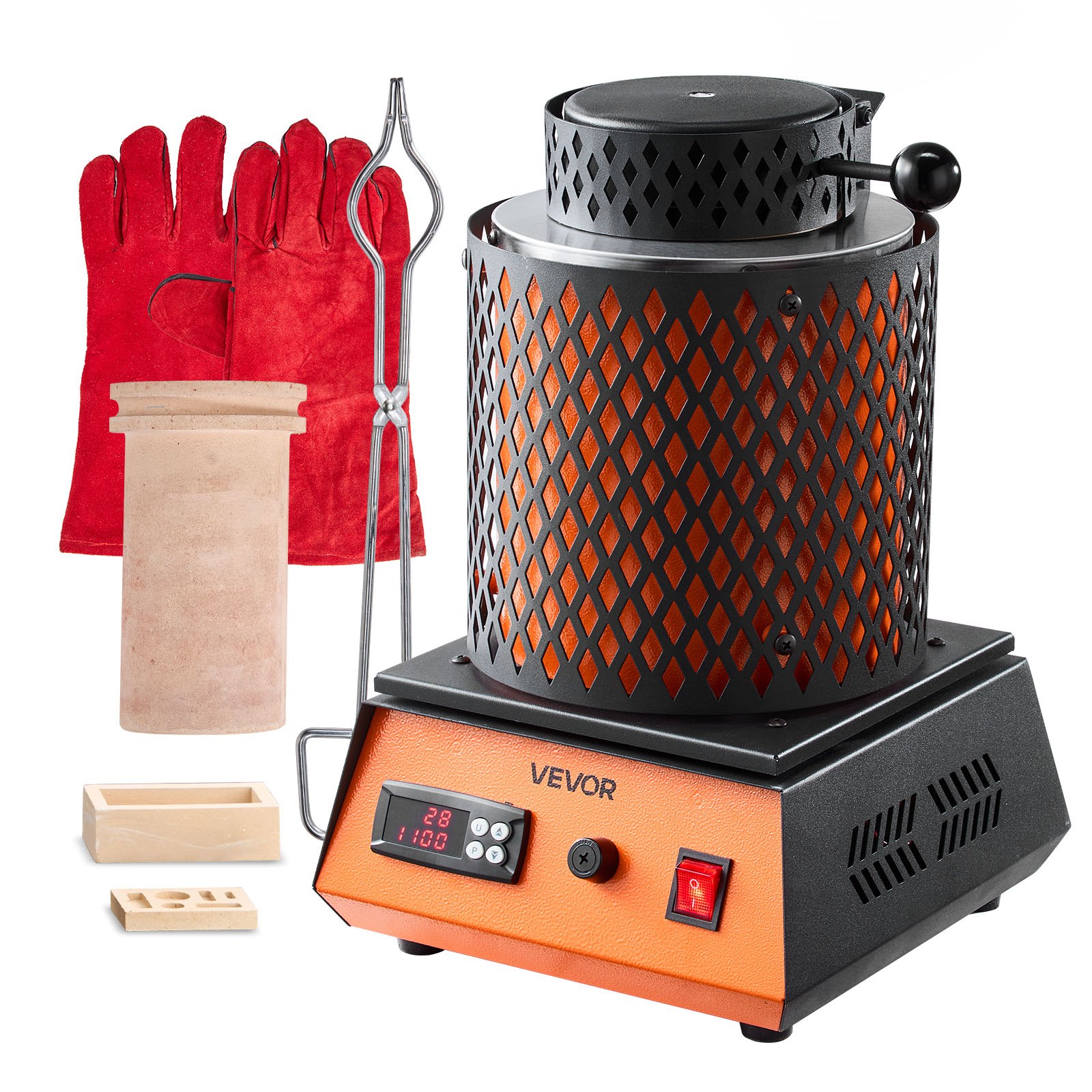 Elektriline sulatusahi 1500 W elektrilise sulatusahju komplekt 1150 °C/1150 ℃ metallisulatusmasin 5 kg keraamilise