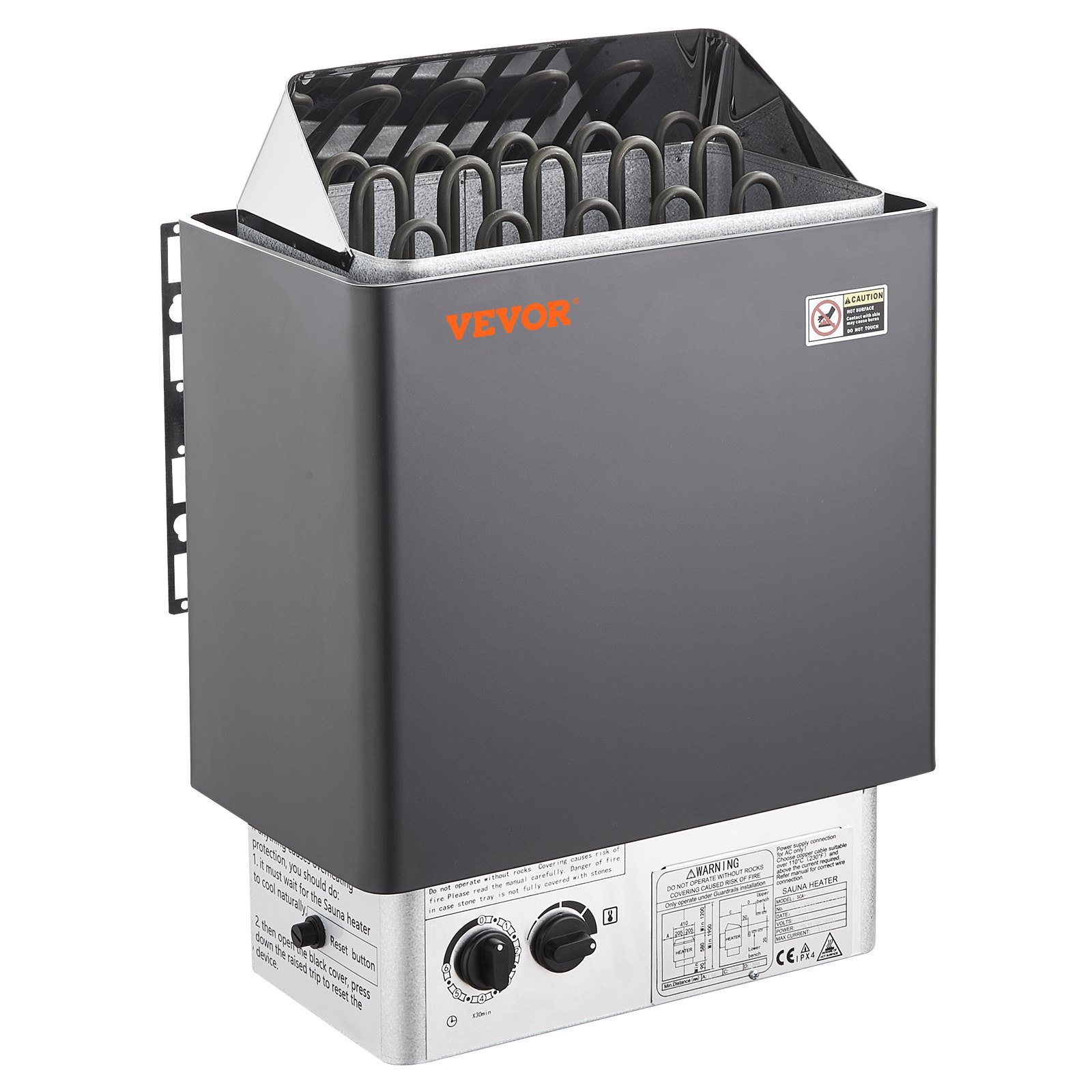 Saunakütteseade, 8 kW elektriline saunaküte, 400 V 3N kaasaskantav sise-/välissaunakütteseade 3-tunnise taimeriga, sisseehitatud juhtnupud 8–12 m³ koduseks, ärihotelli spaadušiks, max 110 ℃
