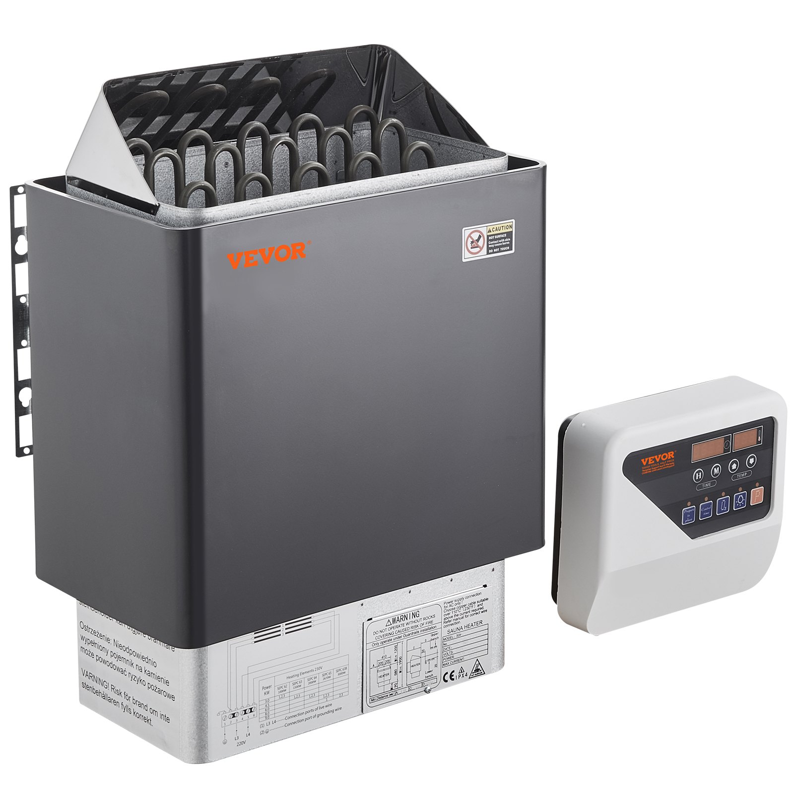 Saunakütteseade, 8 kW elektriline saunaküte, 400 V 3N kaasaskantav sise-/välistingimustes kasutatav saunaküte 3-tunnise taimeriga, digitaalne kontroller 8–12 m³ koduseks, ärihotelli spaaduši kasutamiseks, max 110 ℃