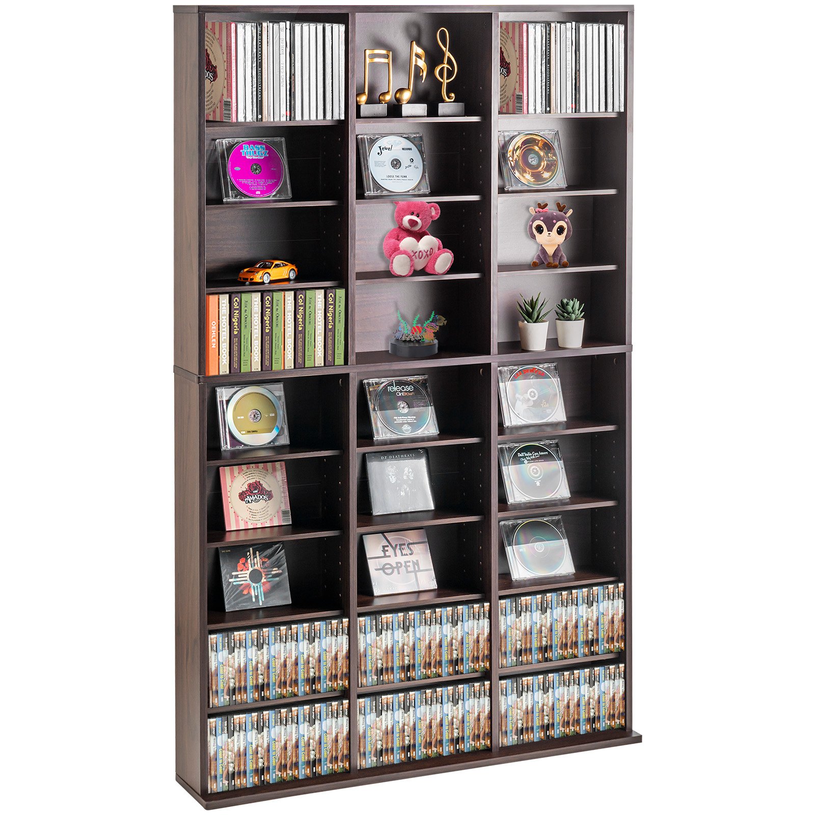 Meediumikapp, 9-kihiline DVD-riiul mahutab kuni 756 CD-d, reguleeritavad CD-riiulid 27 sektsiooniga, kaitseb ja korraldab muusika-, filmi-, videomängude või mälestusesemete kollektsioone, espressokapp