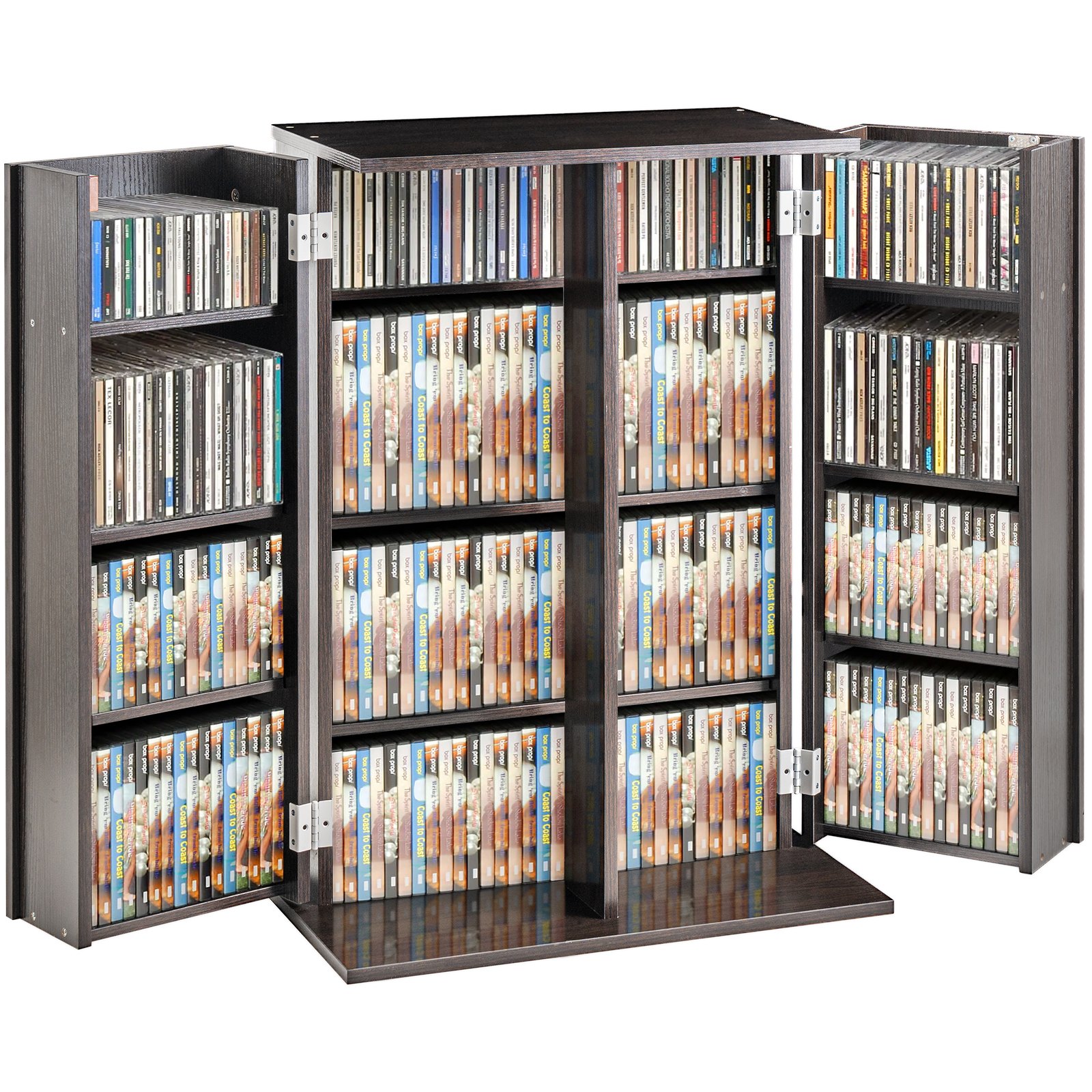 Meediumikapp, DVD-kapp uste ja riiulitega, CD-de hoiustamine mahutab kuni 576 CD-d, reguleeritav DVD-riiul, kaitseb ja korraldab muusikat, filme, videomänge või kollektsioone - Espresso