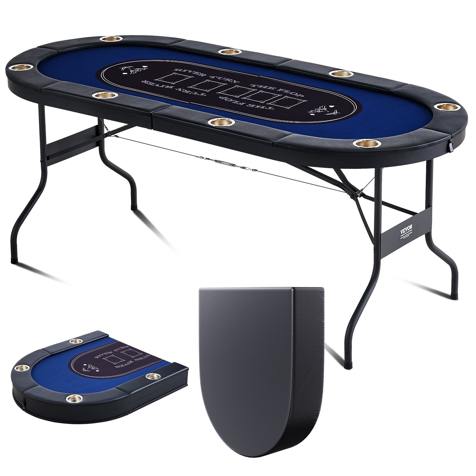 8 mängijaga kokkupandav pokkerilaud Blackjack Texas Holdem pokkerilaud polsterdatud rööbaste ja roostevabast terasest