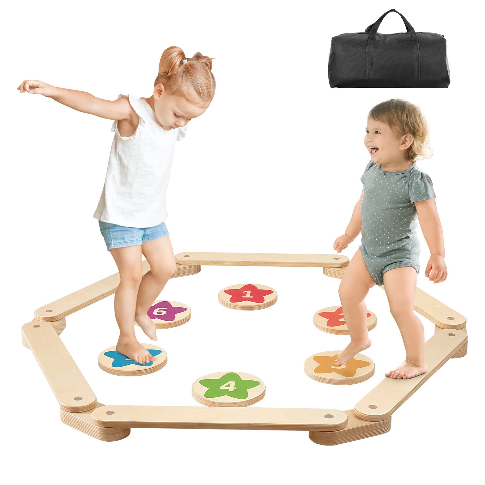 Tasakaalutala astmekivid 6 tk puidust väikelapse tasakaalulauda Montessori mänguasi lastele 2-6 arendab koordinatsiooni