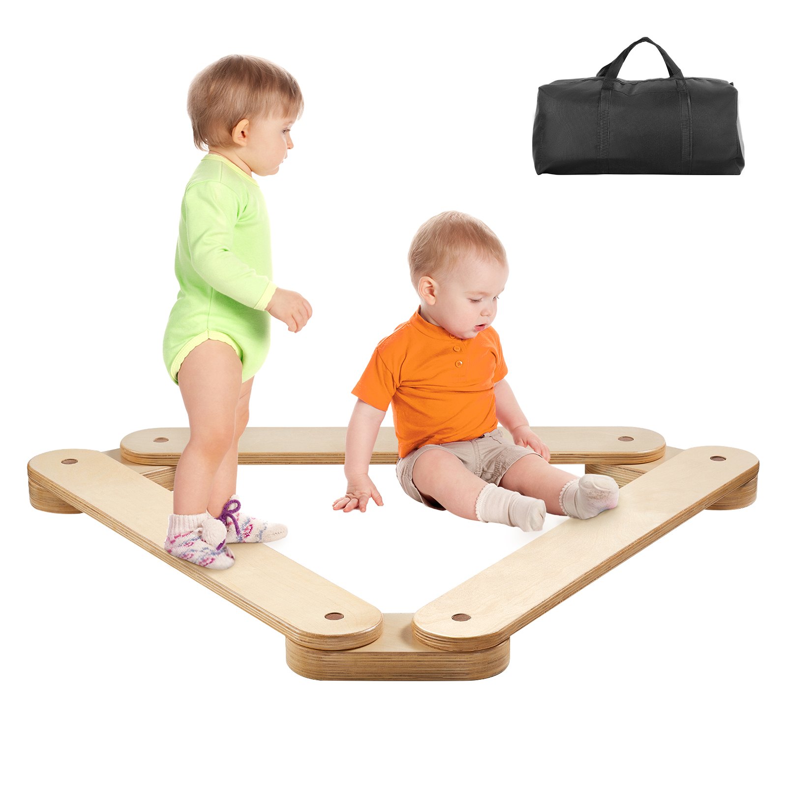 Tasakaalupallidega astmekivid 3 tk puidust väikelapse tasakaalulauda Montessori mänguasi lastele 2-6 arendab