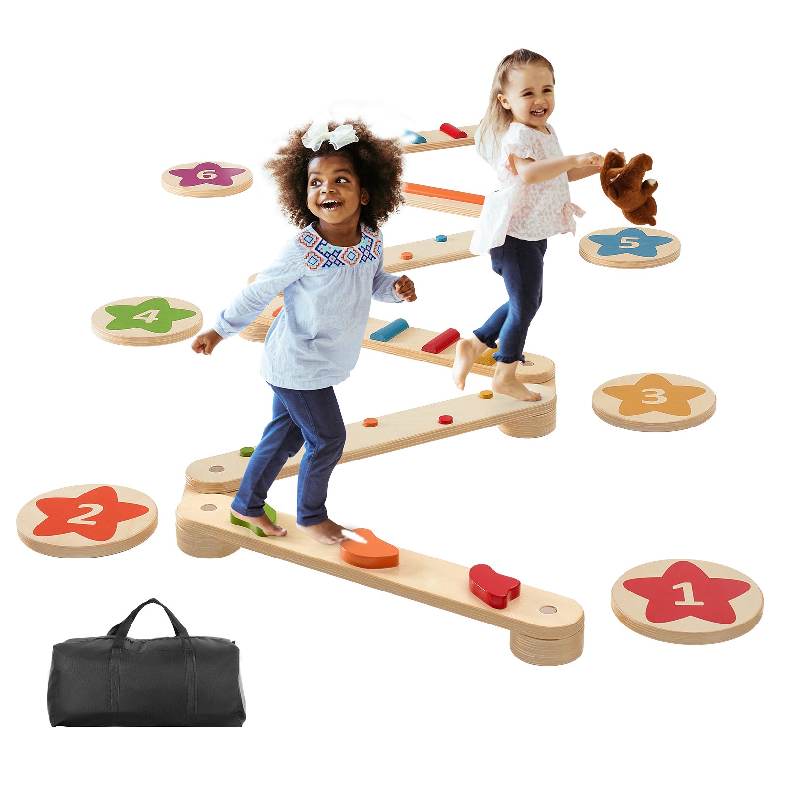 Tasakaalupallidega astmekivid 6 tk puidust väikelapse tasakaalulauda Montessori mänguasi lastele 2-6 arendab