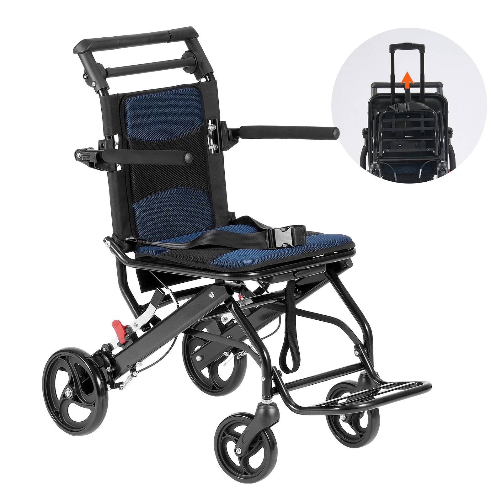 Ratastooli alumiiniumisulamist transporditool kokkupandav 40 cm lai iste 99,8 kg