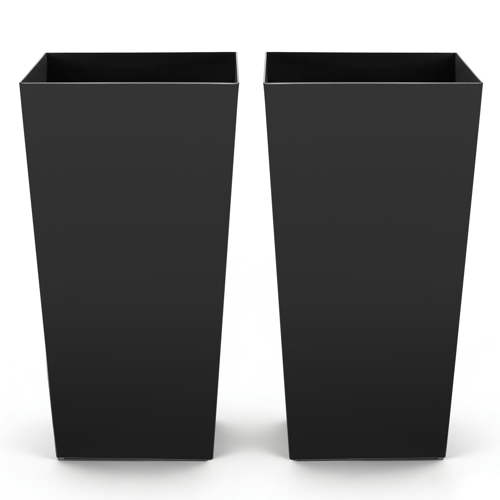 Kõrgete lillepottide komplekt, 2 tk, 750 mm suured koonilised lillepotid õue, toataimede jaoks, esisele verandale, plastmassist modernsed lillepotid ratastega, sisemine pott ja drenaažiavad terrassile, aeda, mustad