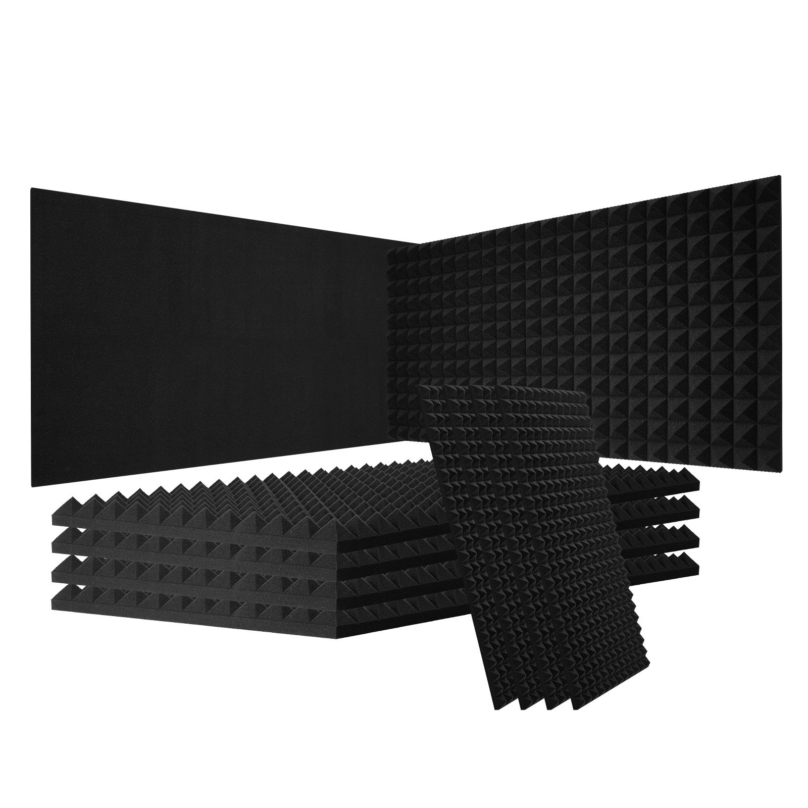 Akustilised vahtpaneelid, 4 tk pakis 122 x 61 x 5,1 cm, püramiidikujulised helikindlad seinapaneelid, tulekindlad akustilised paneelid, heli summutavad ja neelavad paneelid stuudio seintele ja lakke, mustad