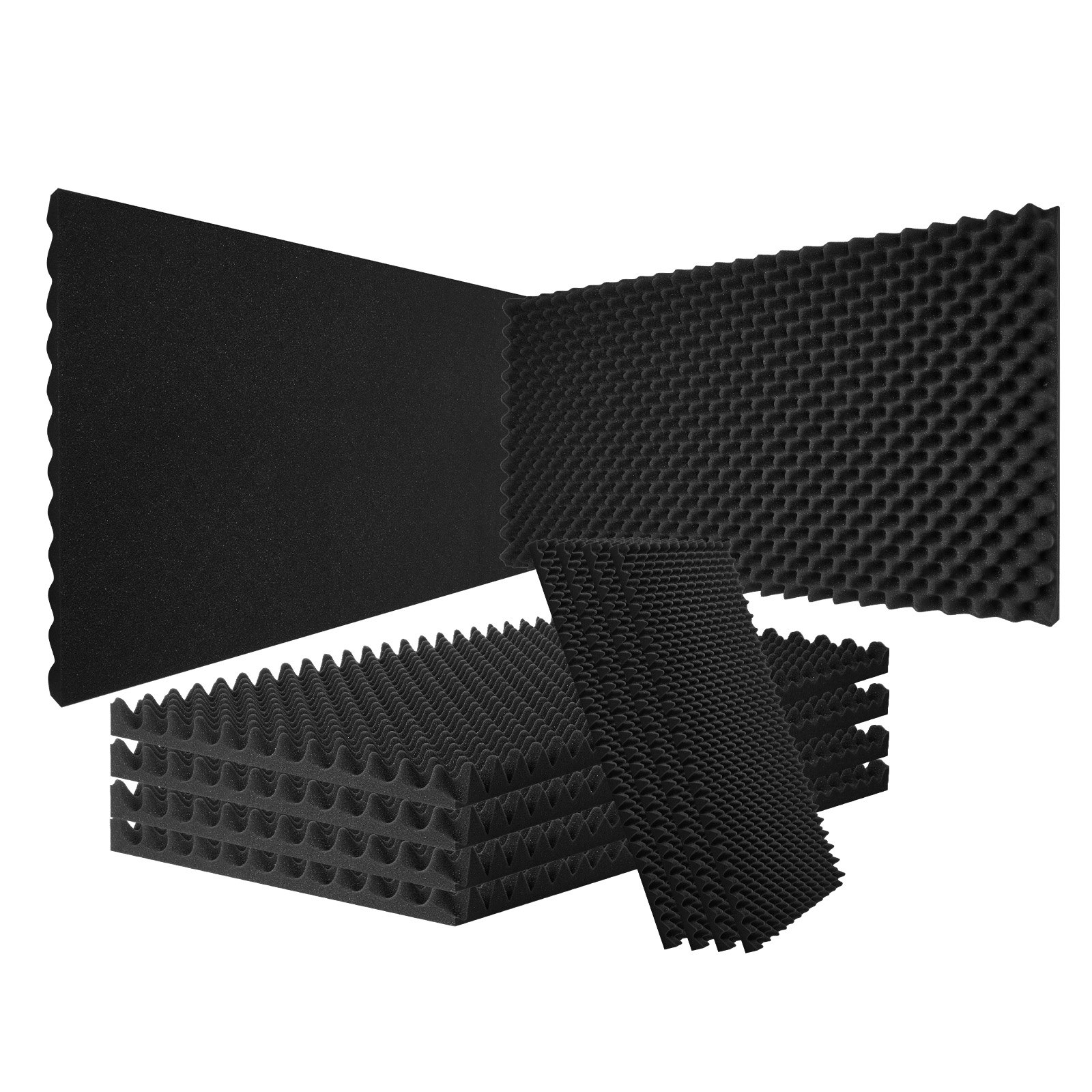 Akustilised vahtpaneelid, 4 tk pakis 122 x 61 x 5,1 cm, munakujulised helikindlad seinapaneelid, tulekindlad akustilised paneelid, heli summutavad ja neelavad paneelid stuudio seintele ja lakke, mustad