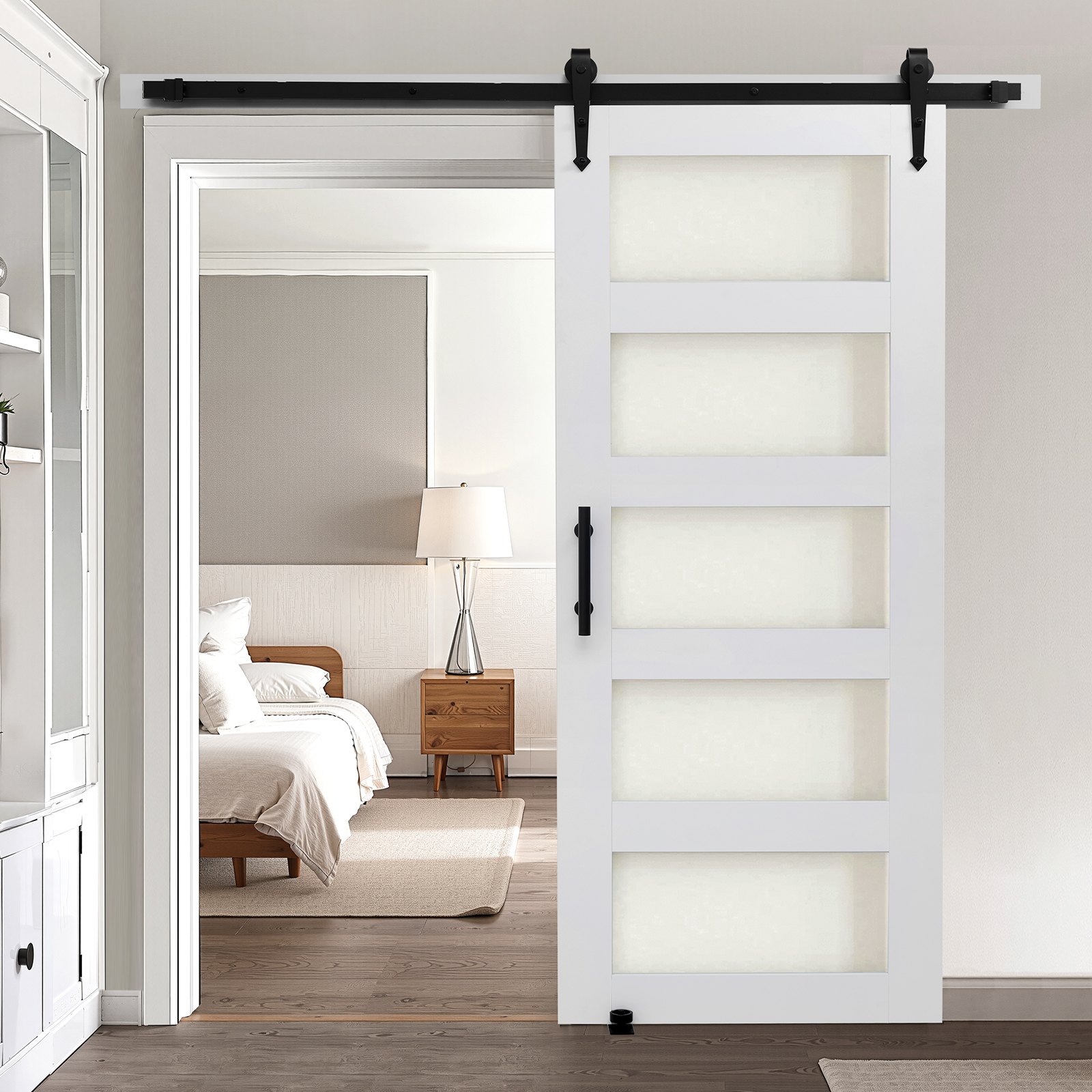 Lükanduks elutuppa, 813 x 2134 mm, ülitugevast MDF-paneelist ja klaasist