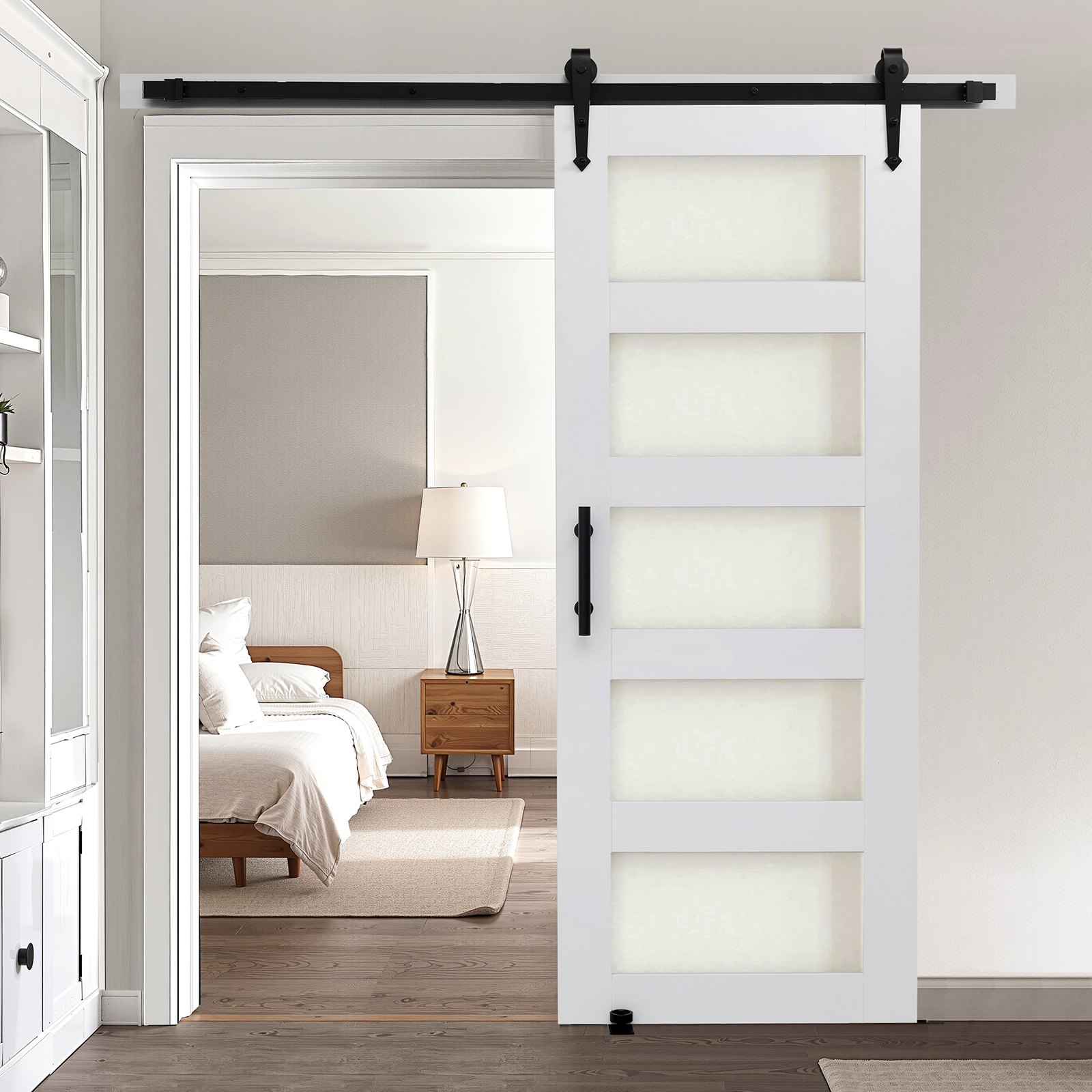 Lükanduks elutuppa, 762 x 2134 mm, ülitugevast MDF-paneelist ja klaasist