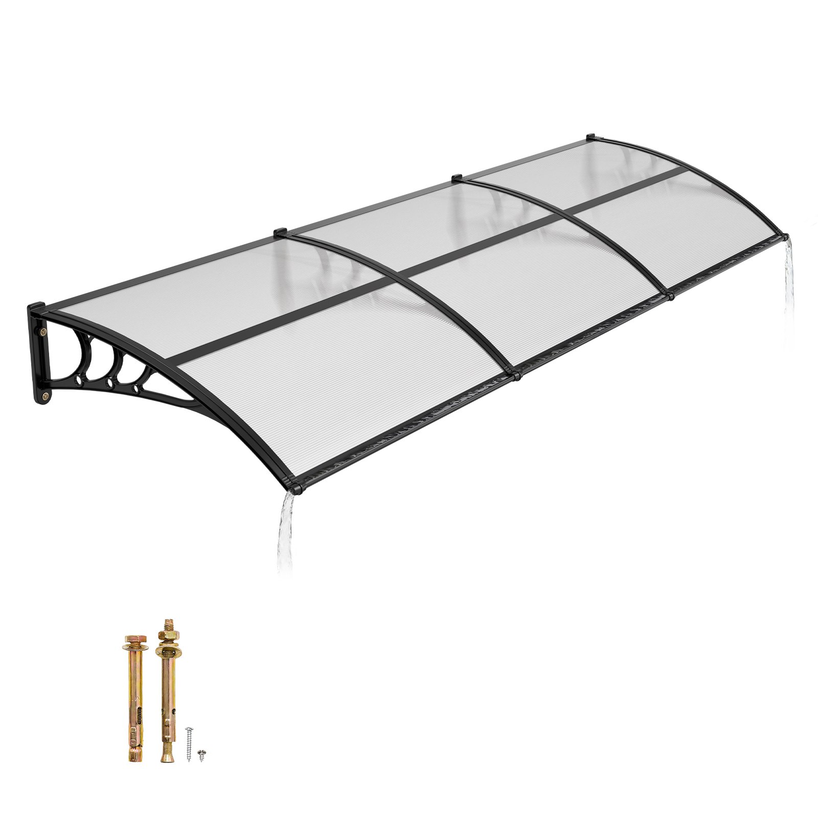 Ukse sissepääsu varikatused 96 5 x 297 cm välisukse akna varikatused drenaaži ja ABS-klambriga vihma ja lume kaitse
