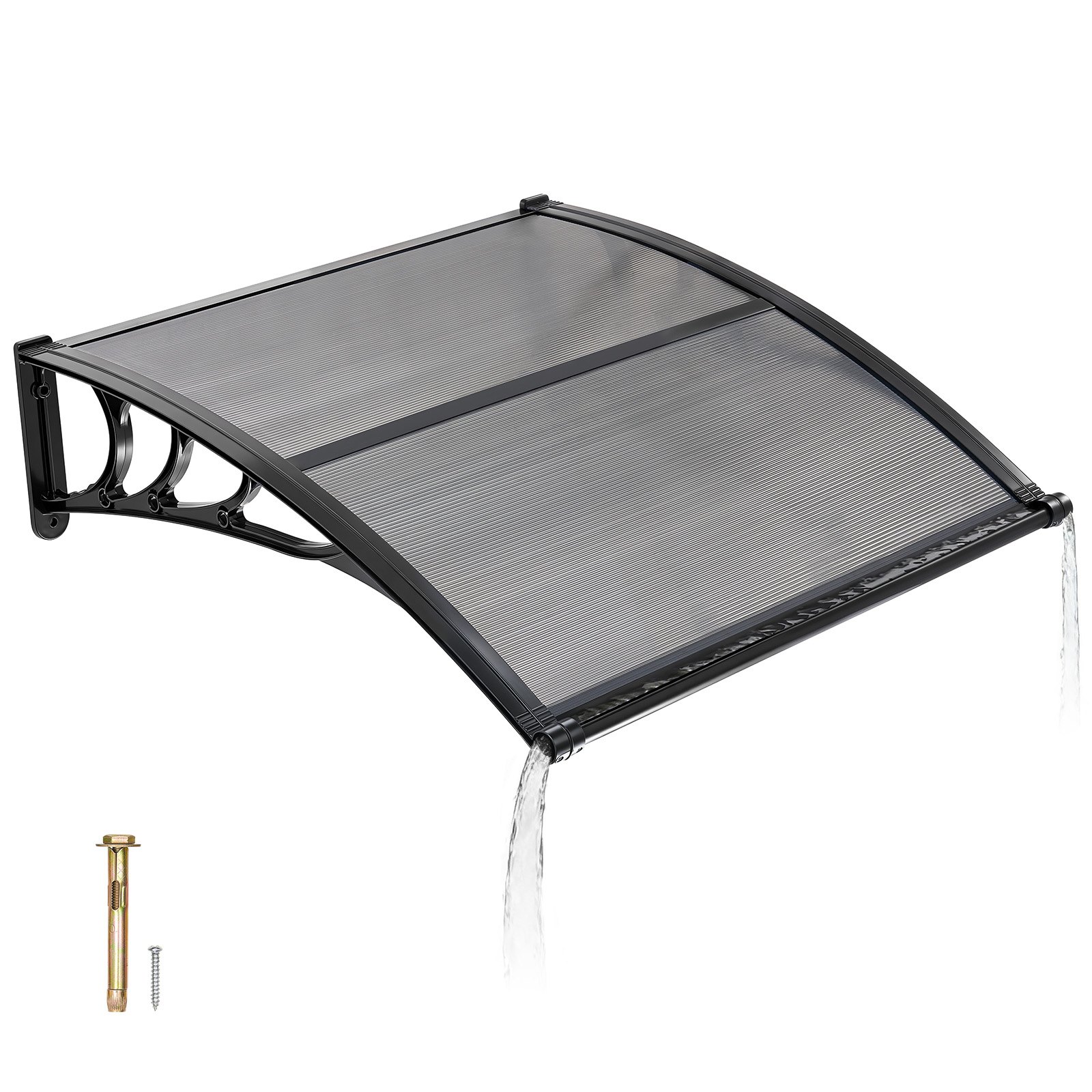 Ukse sissepääsu varikatused 96 5 x 102 cm välisukse akna varikatused drenaaži ja ABS-klambriga vihma ja lume kaitse