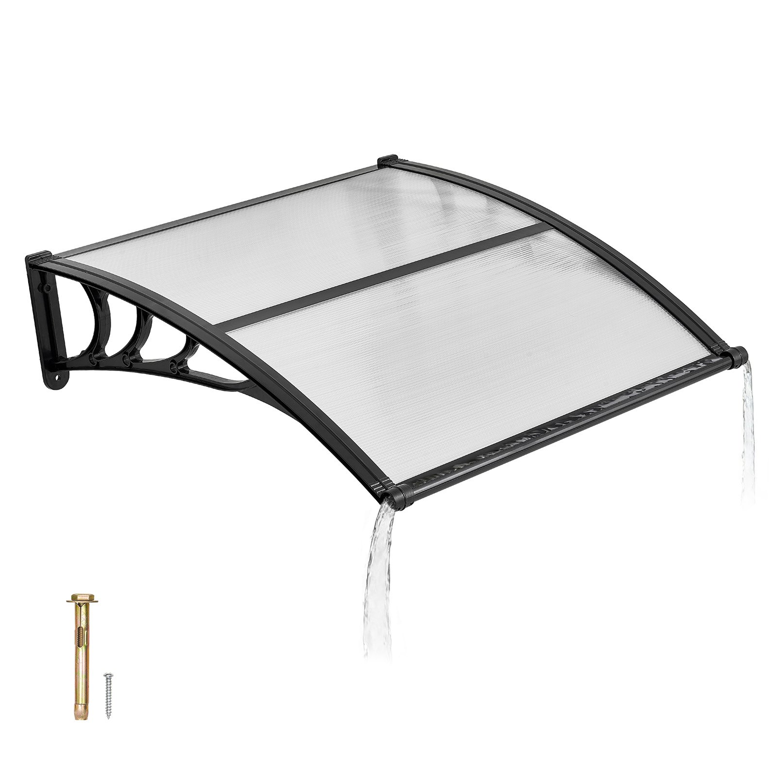 Ukse sissepääsu varikatused 96 5 x 102 cm välisukse akna varikatused drenaaži ja ABS-klambriga vihma ja lume kaitse
