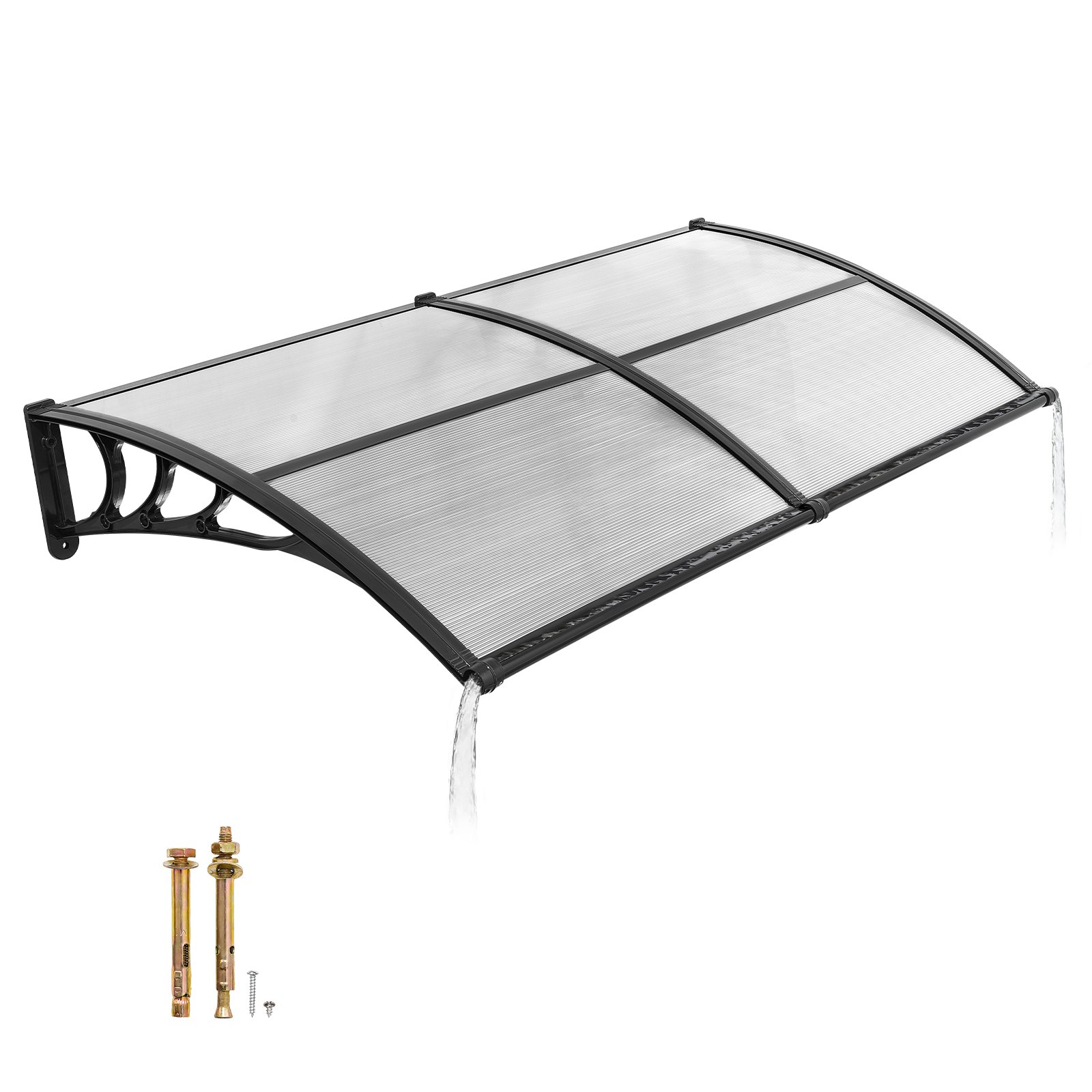 Ukse sissepääsu varikatused 96 5 x 198 cm välisukse akna varikatused drenaaži ja ABS-klambriga vihma ja lume kaitse