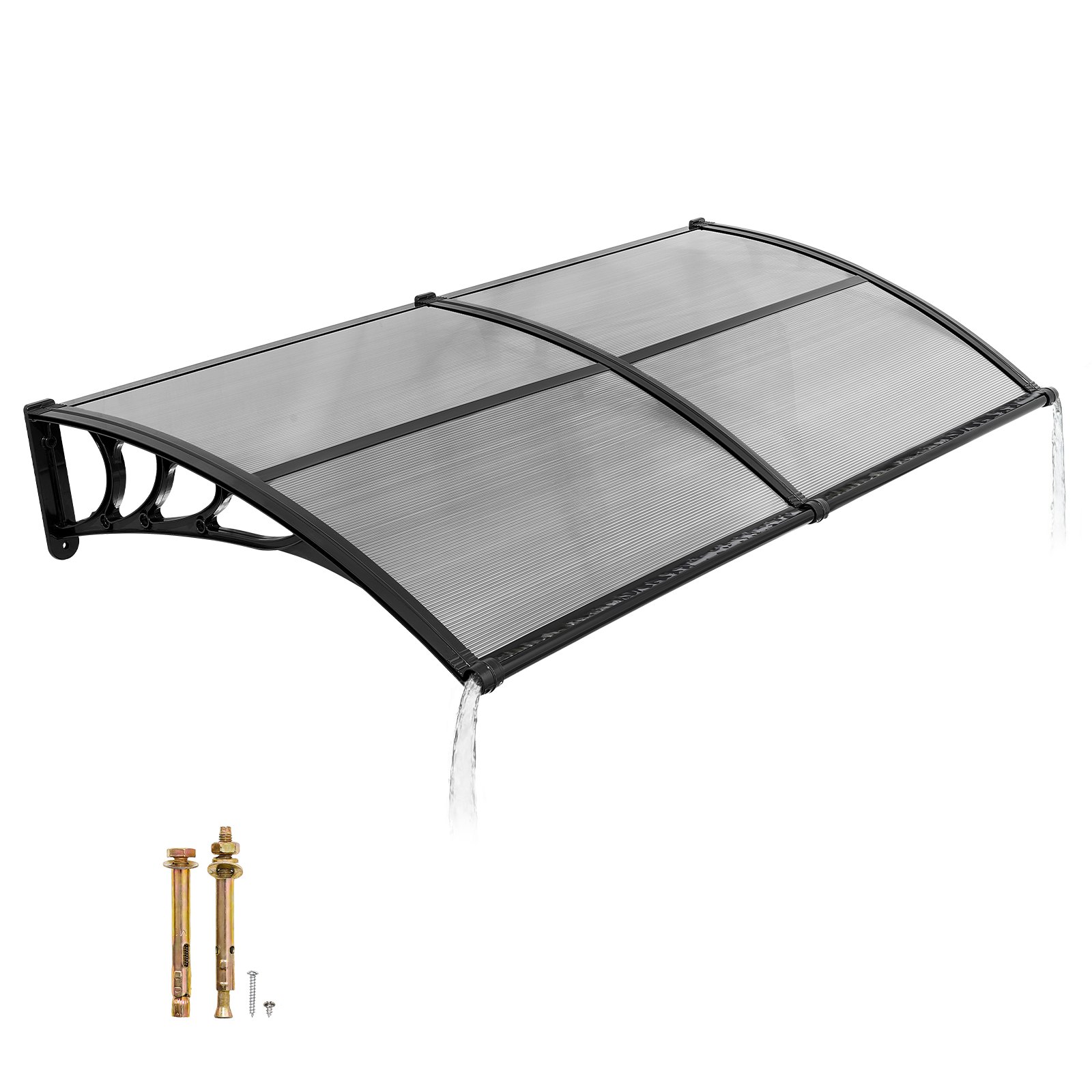 Ukse sissepääsu varikatused 96 5 x 198 cm välisukse akna varikatused drenaaži ja ABS-klambriga vihma ja lume