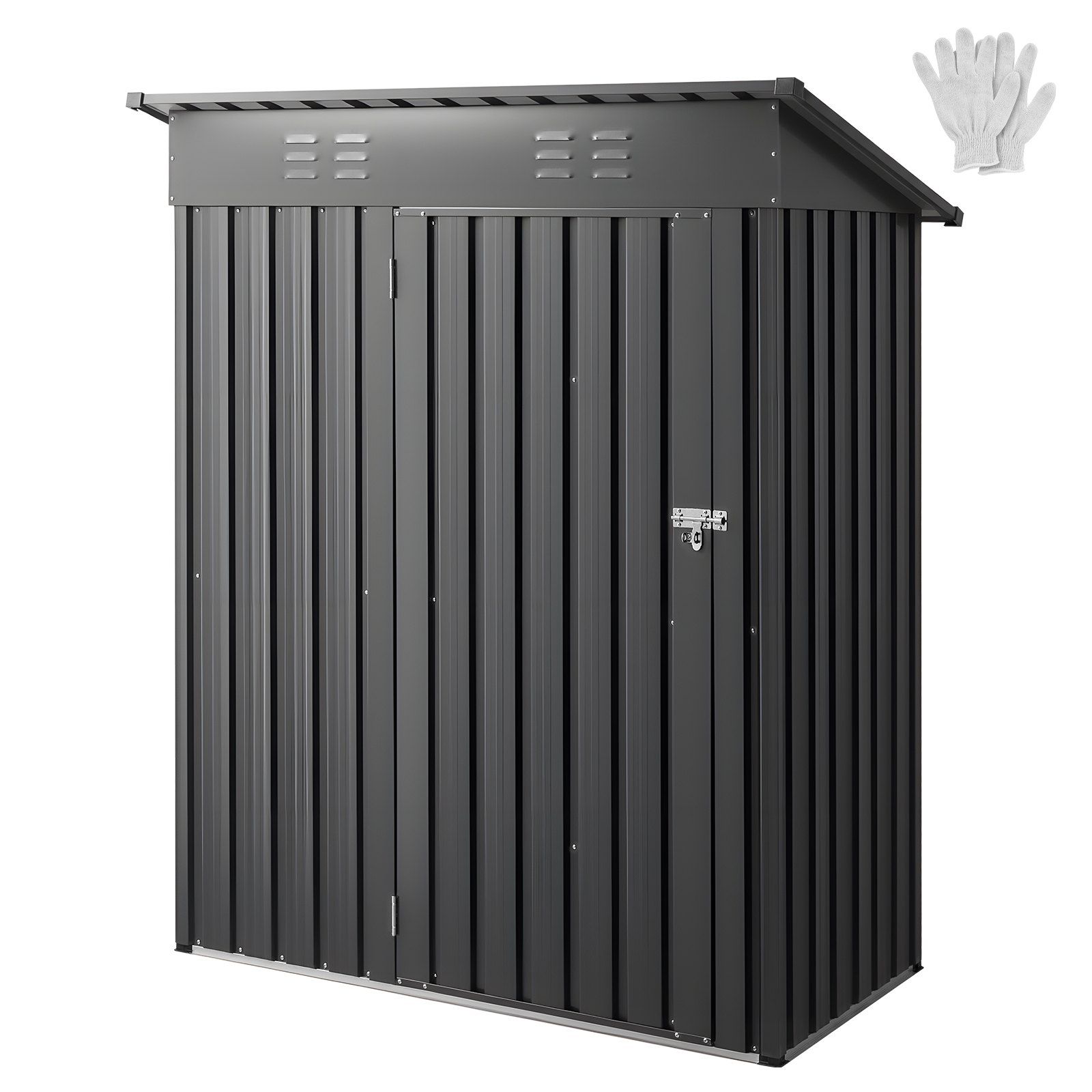 1533 x 876 x 1815 mm metallist aiakuur panipaik lukustatava ukse ja 2 ventilatsiooniavaga kaldus katusega metallist