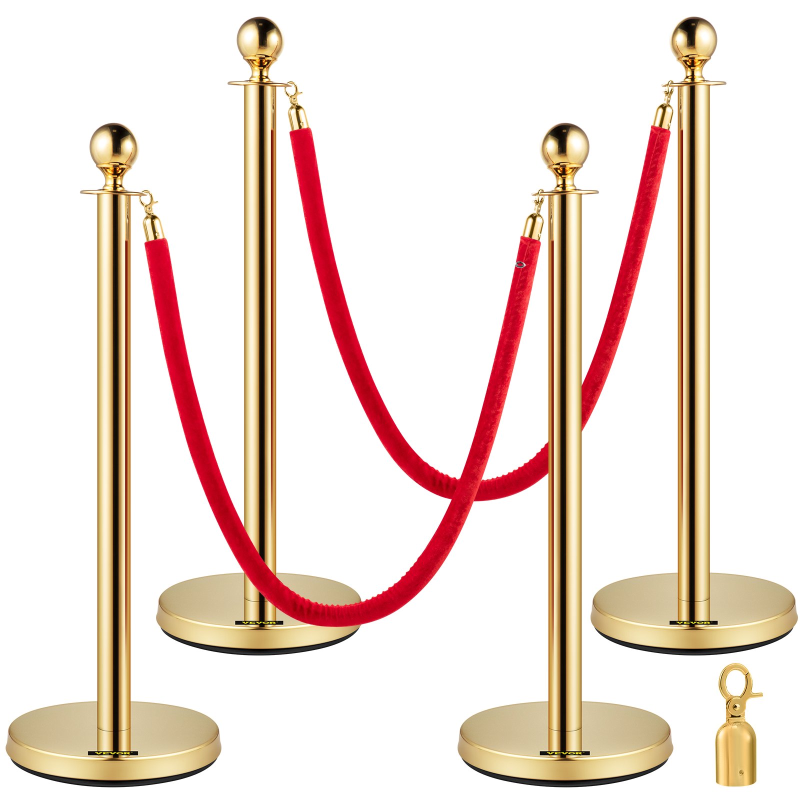 2 Kuldse ümmarguse ülaosaga järjekorra kontrolltõkkeposti komplekt, turvaköiest jagaja 1