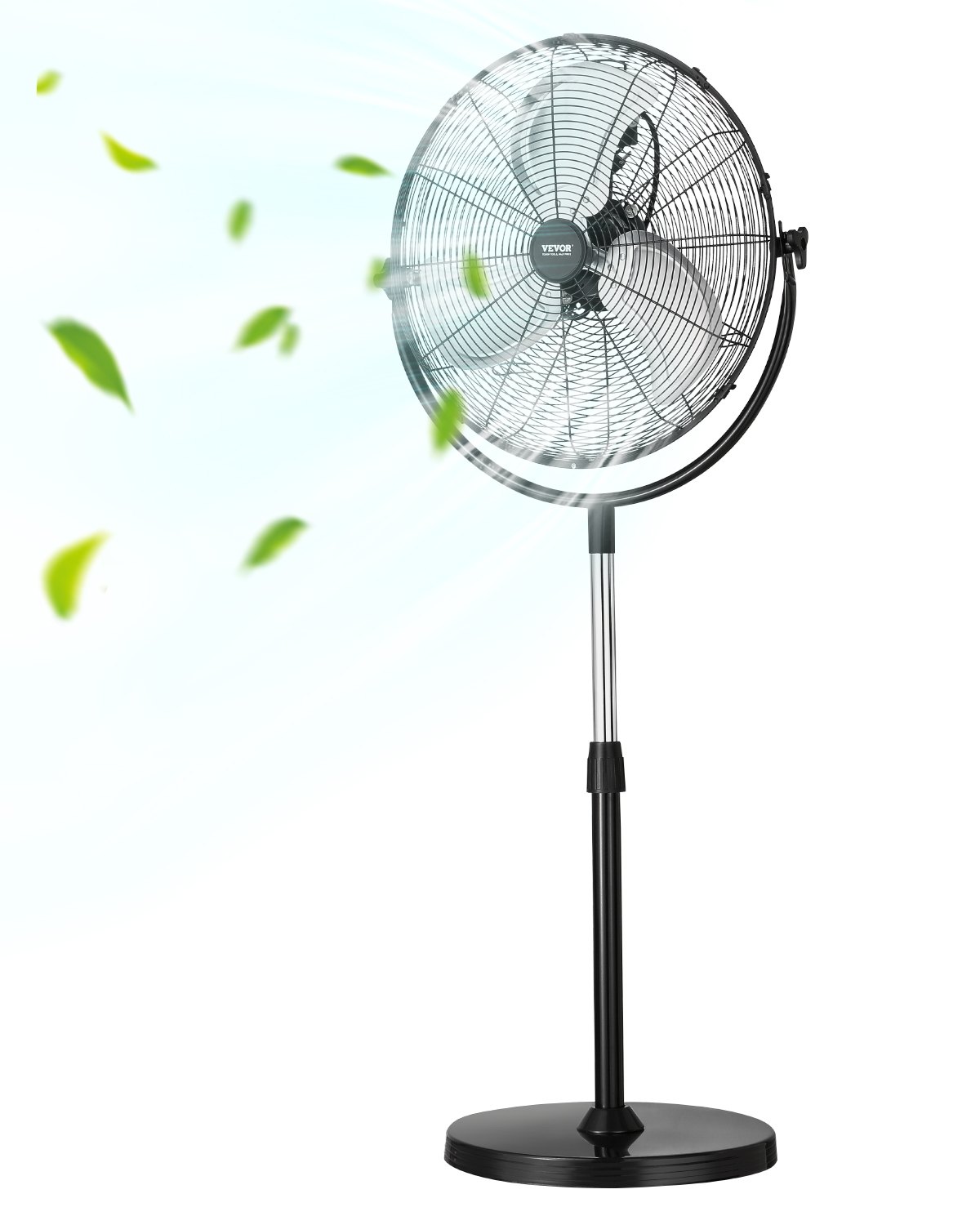 Tööstuslik pjedestaalventilaator, 45,7 cm seisuventilaator reguleeritava kõrgusega 45,3–147 cm, põrandaventilaatorid 3 reguleeritava kiirusega, suure võimsusega magamistoaventilaatorid elutuppa, koju, kontorisse, must