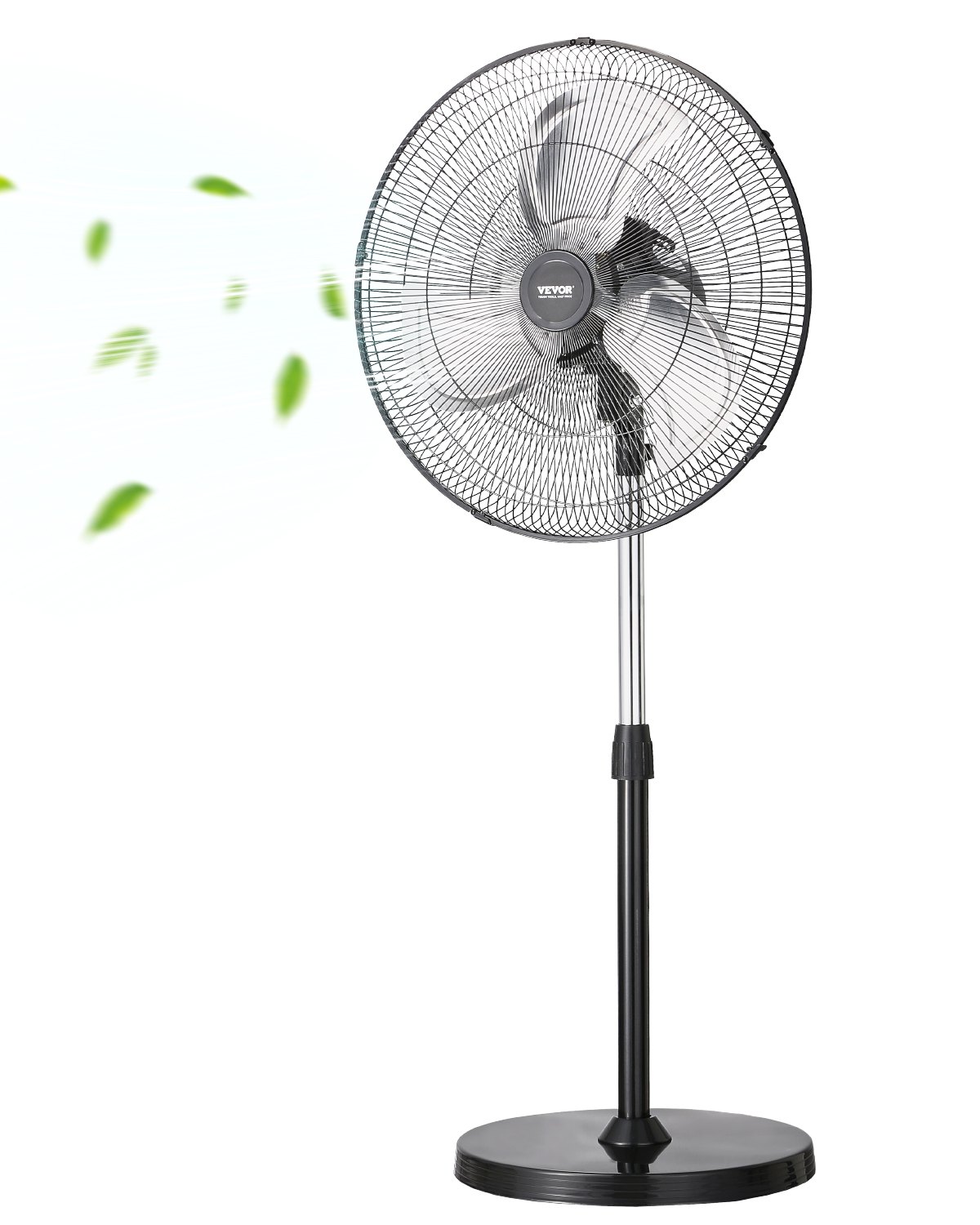 Tööstuslik põrandaventilaator, 50,8 cm 90-kraadine võnkuv ventilaator, reguleeritava kõrgusega seisuventilaatorid 3 reguleeritava kiirusega, suure võimsusega põrandaventilaatorid magamistuppa, elutuppa, koju, kontorisse, must