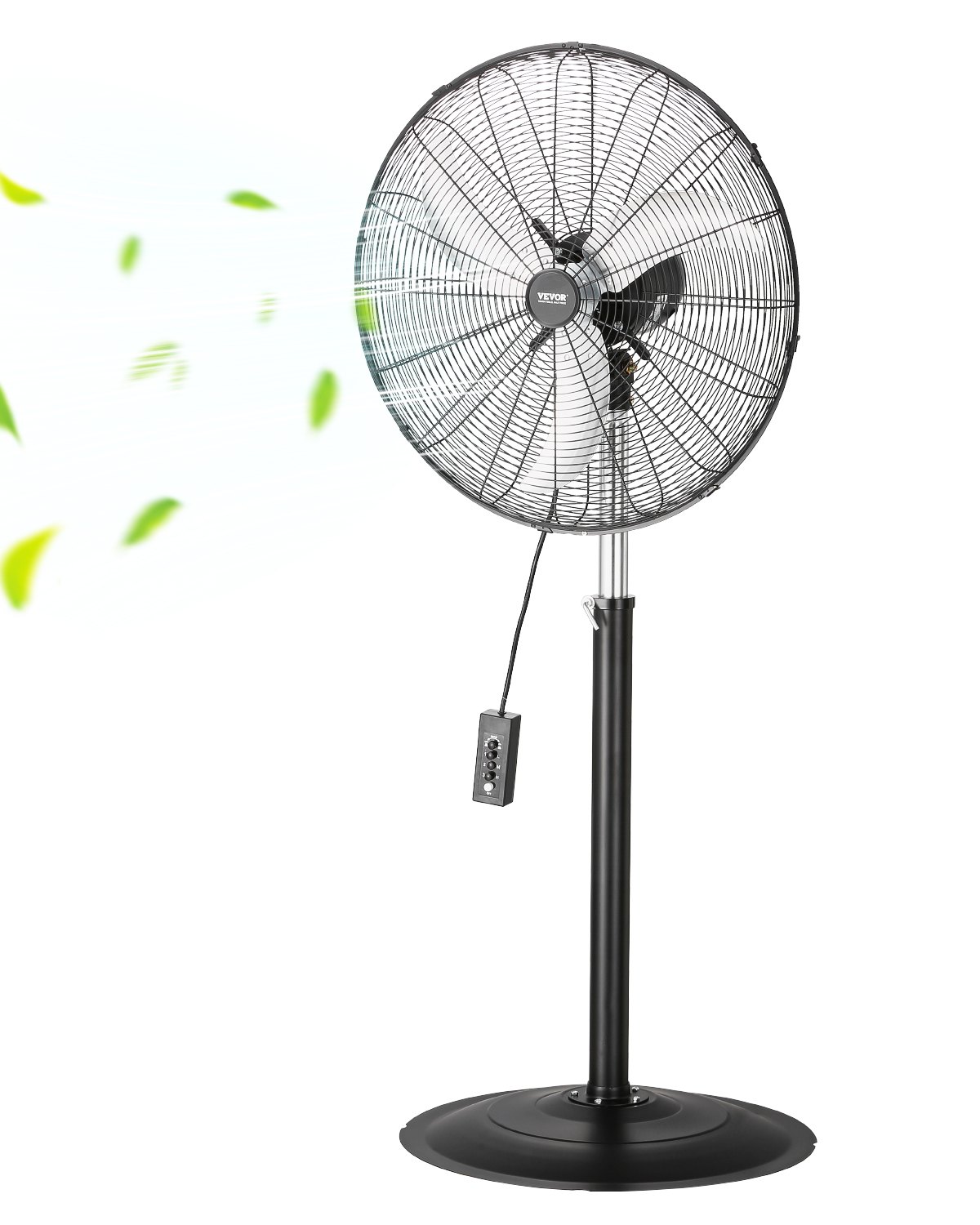 Tööstuslik põrandaventilaator, 61 cm 85-kraadine võnkuv ventilaator, reguleeritava kõrgusega seisuventilaatorid 3 reguleeritava kiirusega, suure võimsusega põrandaventilaatorid magamistuppa, elutuppa, koju, kontorisse, must
