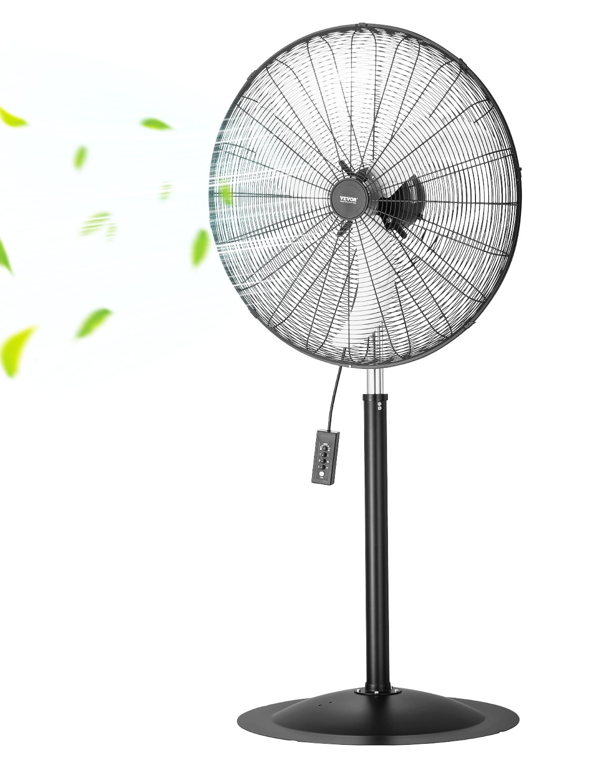 Tööstuslik põrandaventilaator, 76,2 cm 85-kraadine võnkuv ventilaator, reguleeritava kõrgusega seisuventilaatorid 3 reguleeritava kiirusega, suure võimsusega põrandaventilaatorid magamistuppa, elutuppa, koju, kontorisse, must