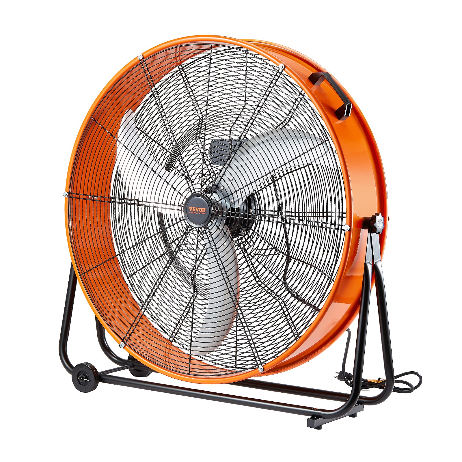 Trummelventilaator, 76,2 cm suure kiirusega tööstuslik poeventilaator, raskeveokite äriliseks kasutamiseks, 3 kiirusega 22087 m3/h, 360° reguleeritava kallutusega tööstuslik põrandaventilaator ladudele, töökodadele, tehastele, keldritele