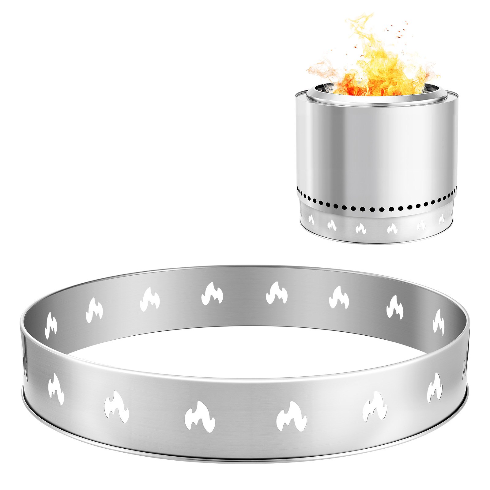 Lõkkeaseme alus Solo Stove Bonfire'ile, 68,6 cm suitsuvaba lõkkeaseme rõngas, roostevabast terasest kamina-pliidi tugiraami lisatarvik, kaasaskantav õues kasutatav telkimisalus, tööriistad kaminale