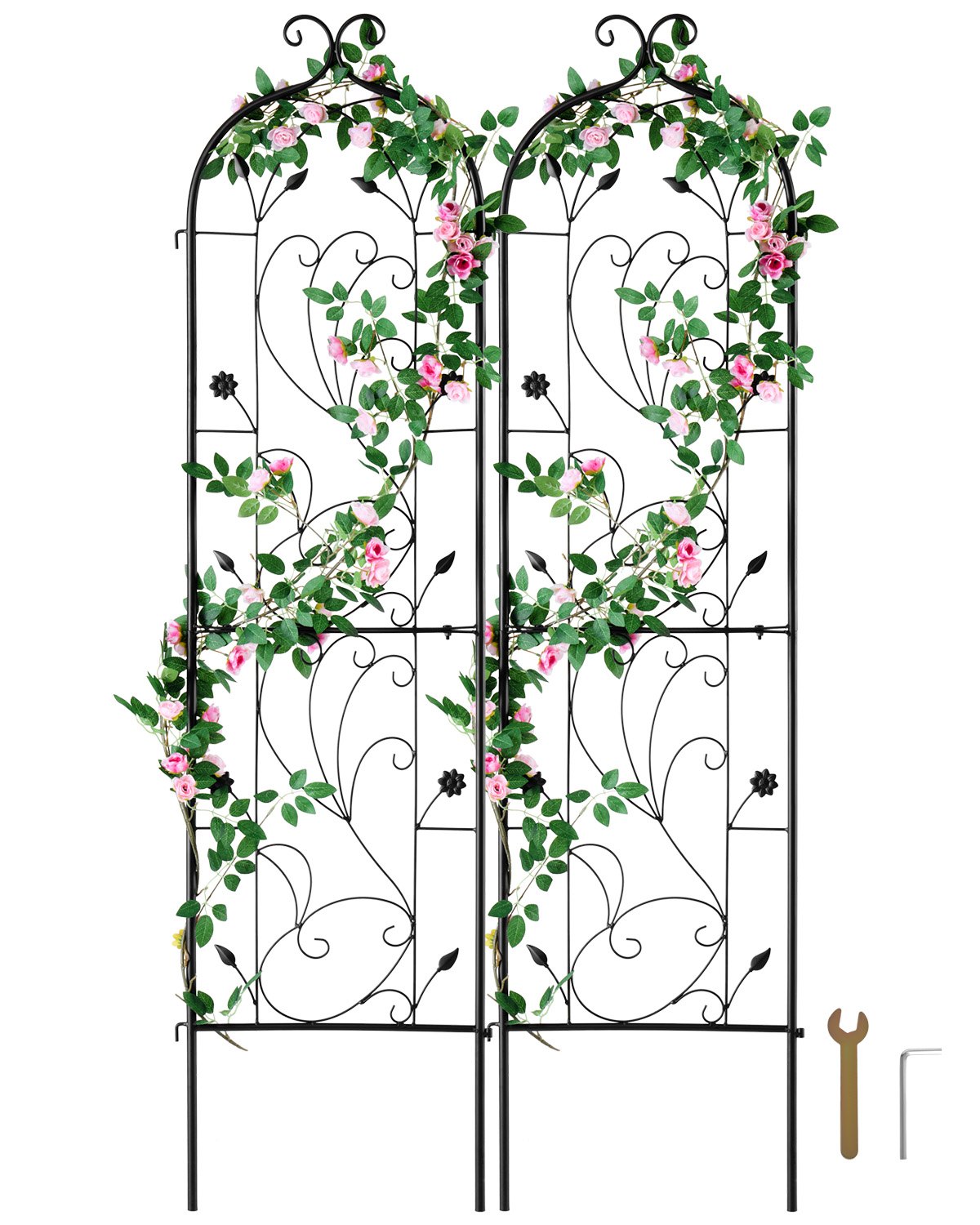 Ronitaimede aiavõre, 152 x 38,1 cm, 2 pakki, roostevaba metallist aialillevõre, õue ronirooside, kurkide tugi, dekoratiivne klematisevõre sisehoovidesse ja muruplatsidele