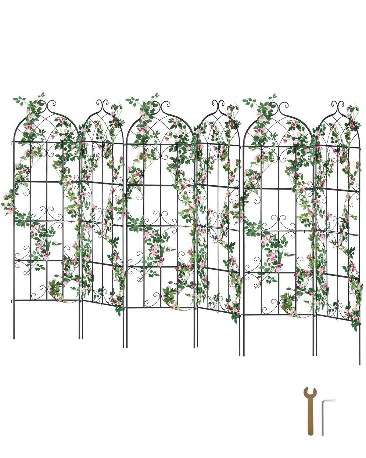 Ronitaimede aiavõre 180 x 50 8 cm 6 pakki roostevaba metallist aialillevõre õues ronimiseks mõeldud roosivõre kurkide