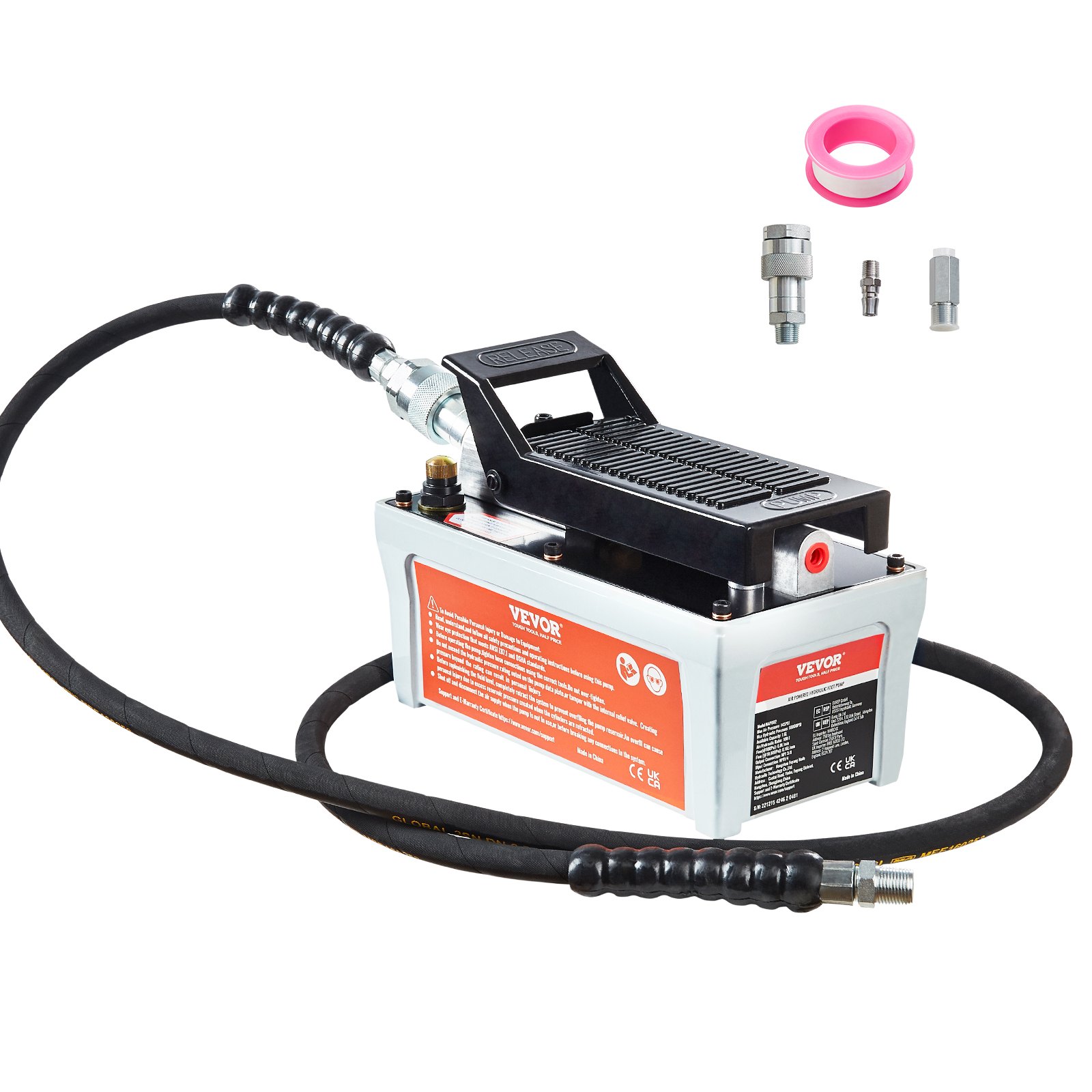 Õhuhüdrauliline pump 6895 bar 1.9L mahuti NPT 10 mm õli väljalaskeava NPT 6.4 mm sisselaskeava 2 m toru jalaga